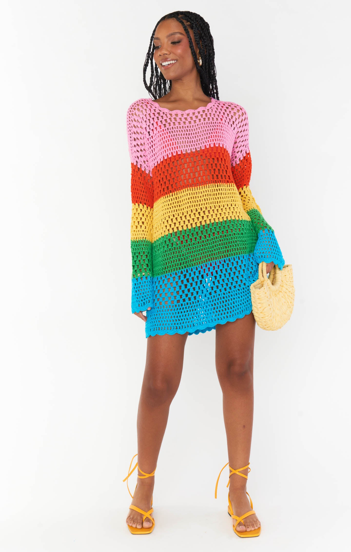Bright Stripe Crochet Pullover for Swim Coverup & Summer | Paula