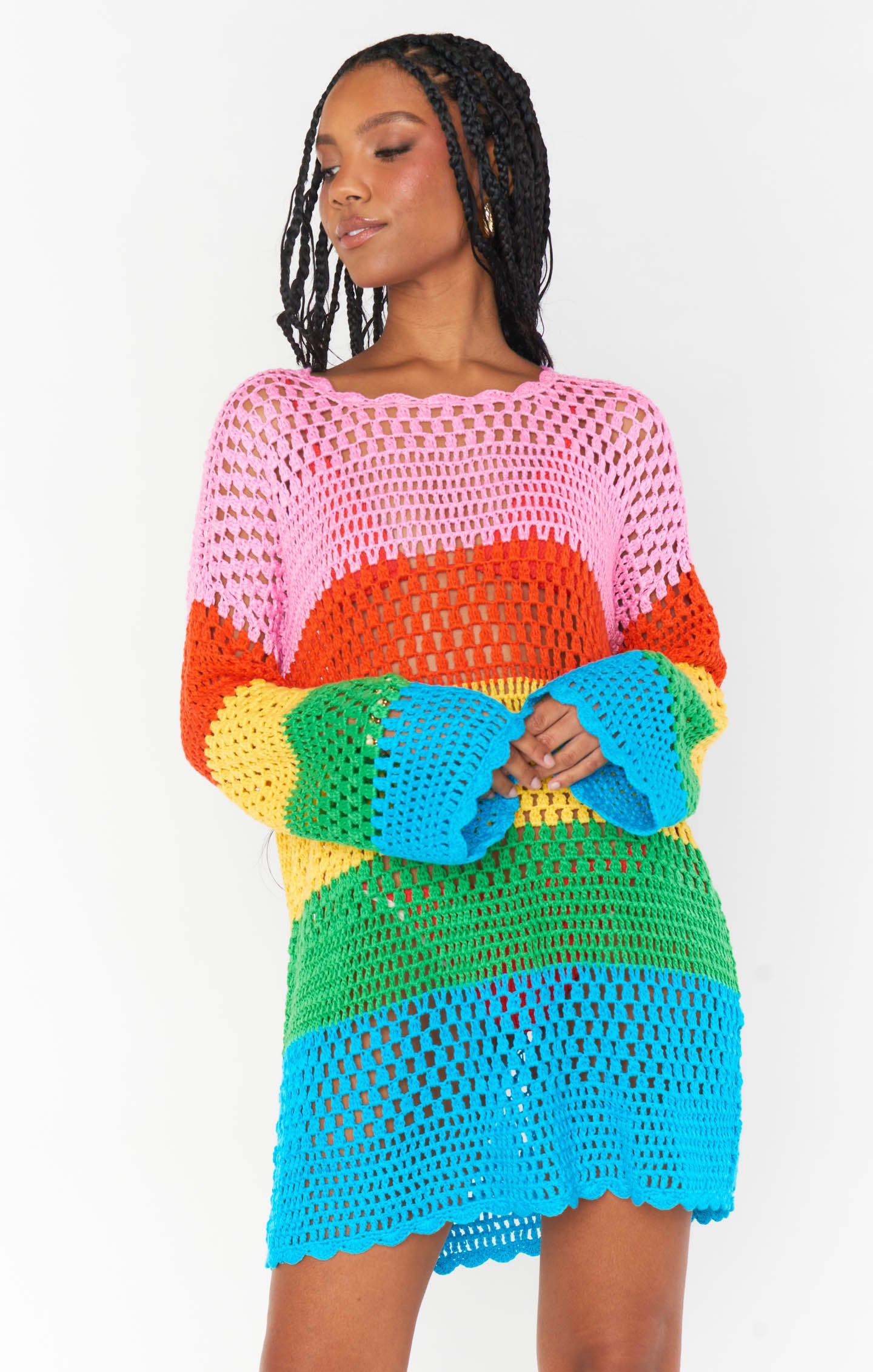 Bright Stripe Crochet Pullover for Swim Coverup & Summer | Paula