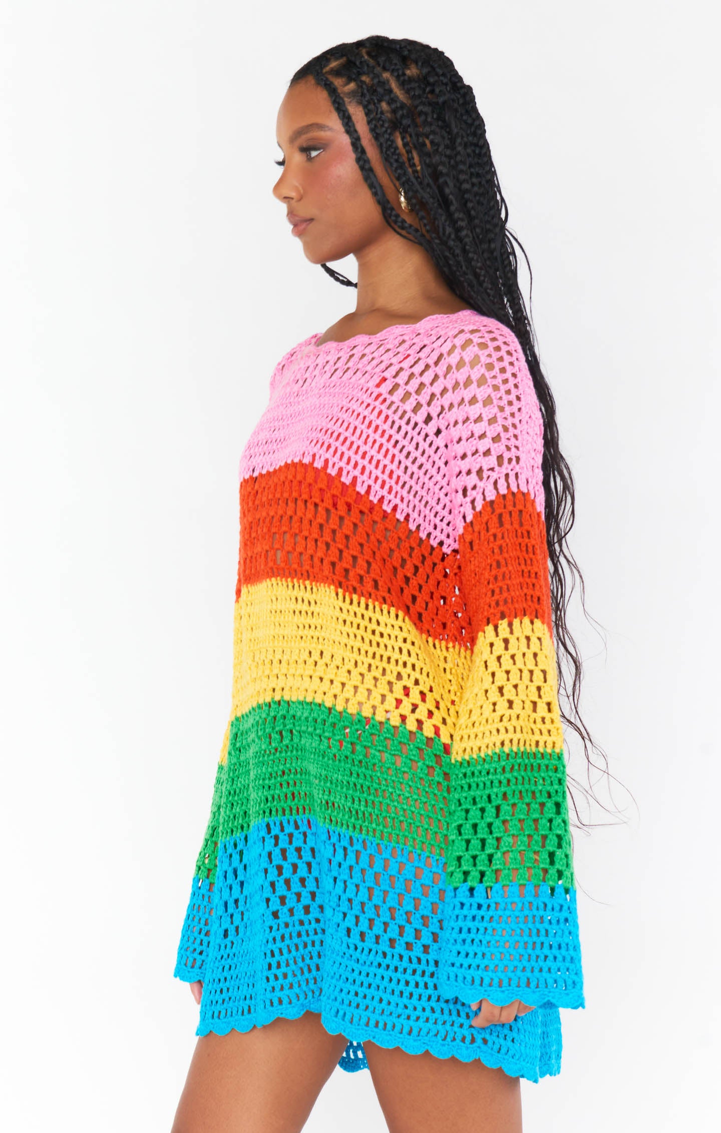 Bright Stripe Crochet Pullover for Swim Coverup & Summer | Paula
