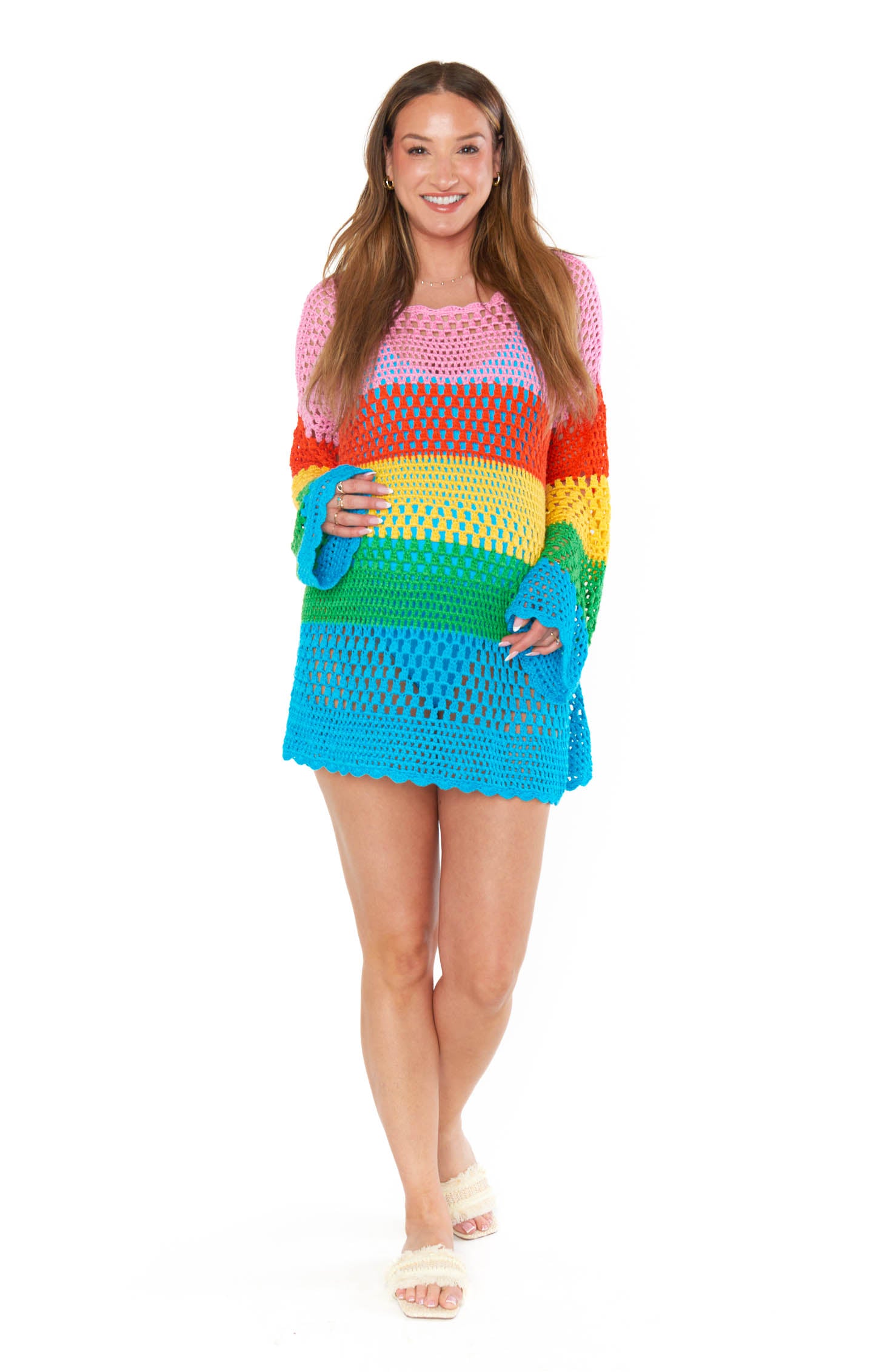 Bright Stripe Crochet Pullover for Swim Coverup & Summer | Paula