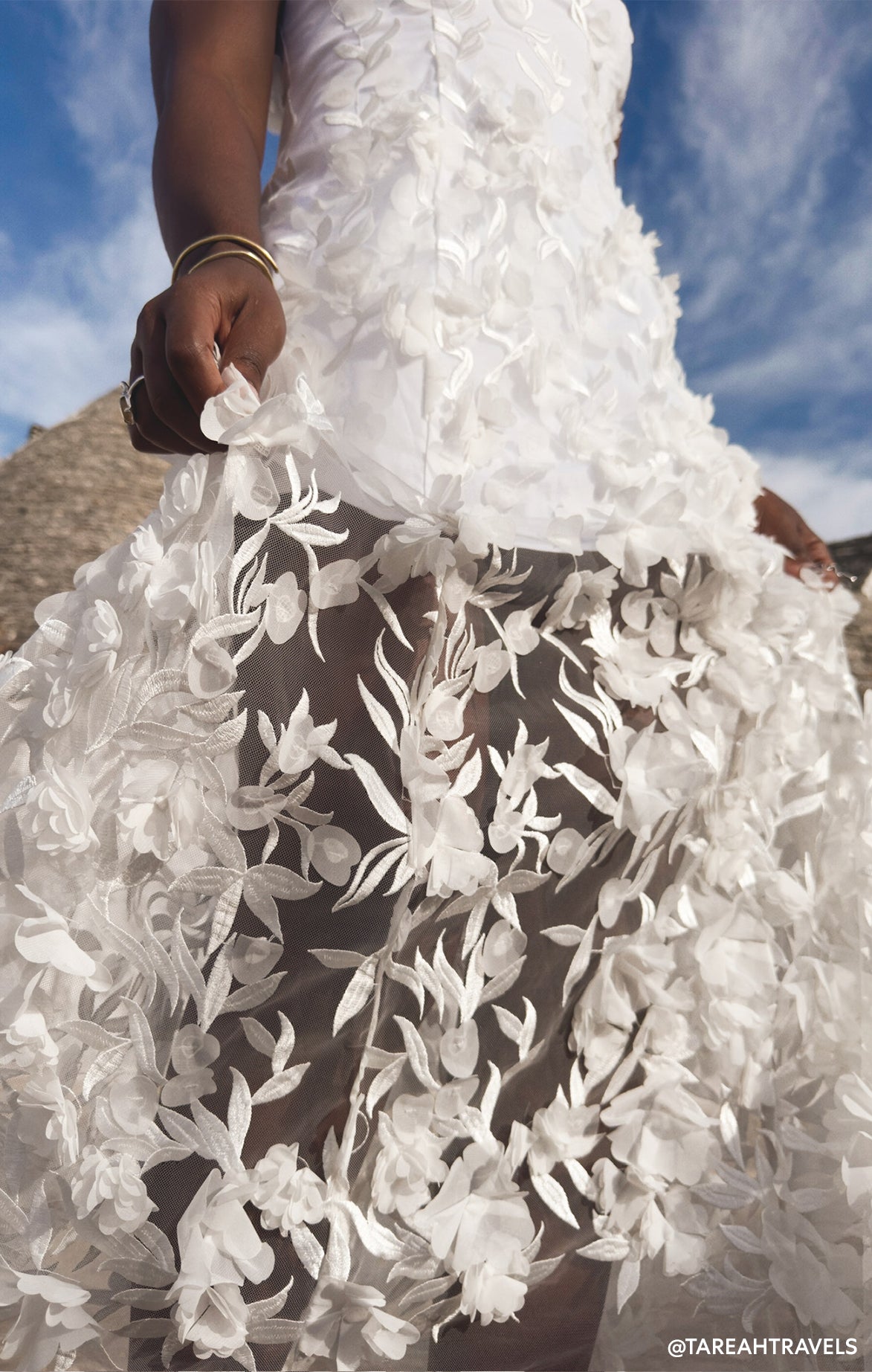 Floral Embroidery White Dress for Bridal | Stephanie Dress