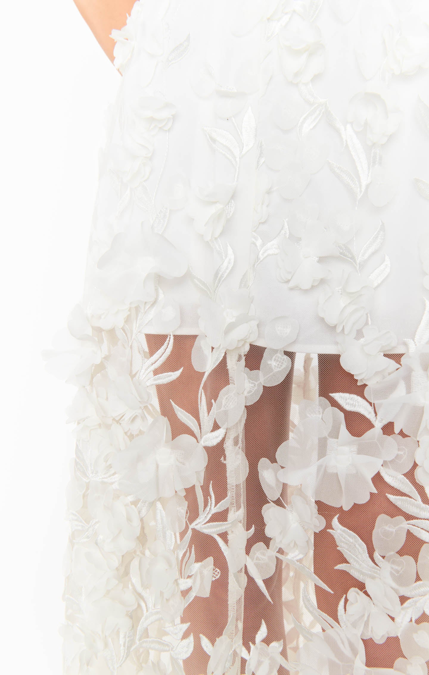 Floral Embroidery White Dress for Bridal | Stephanie Dress