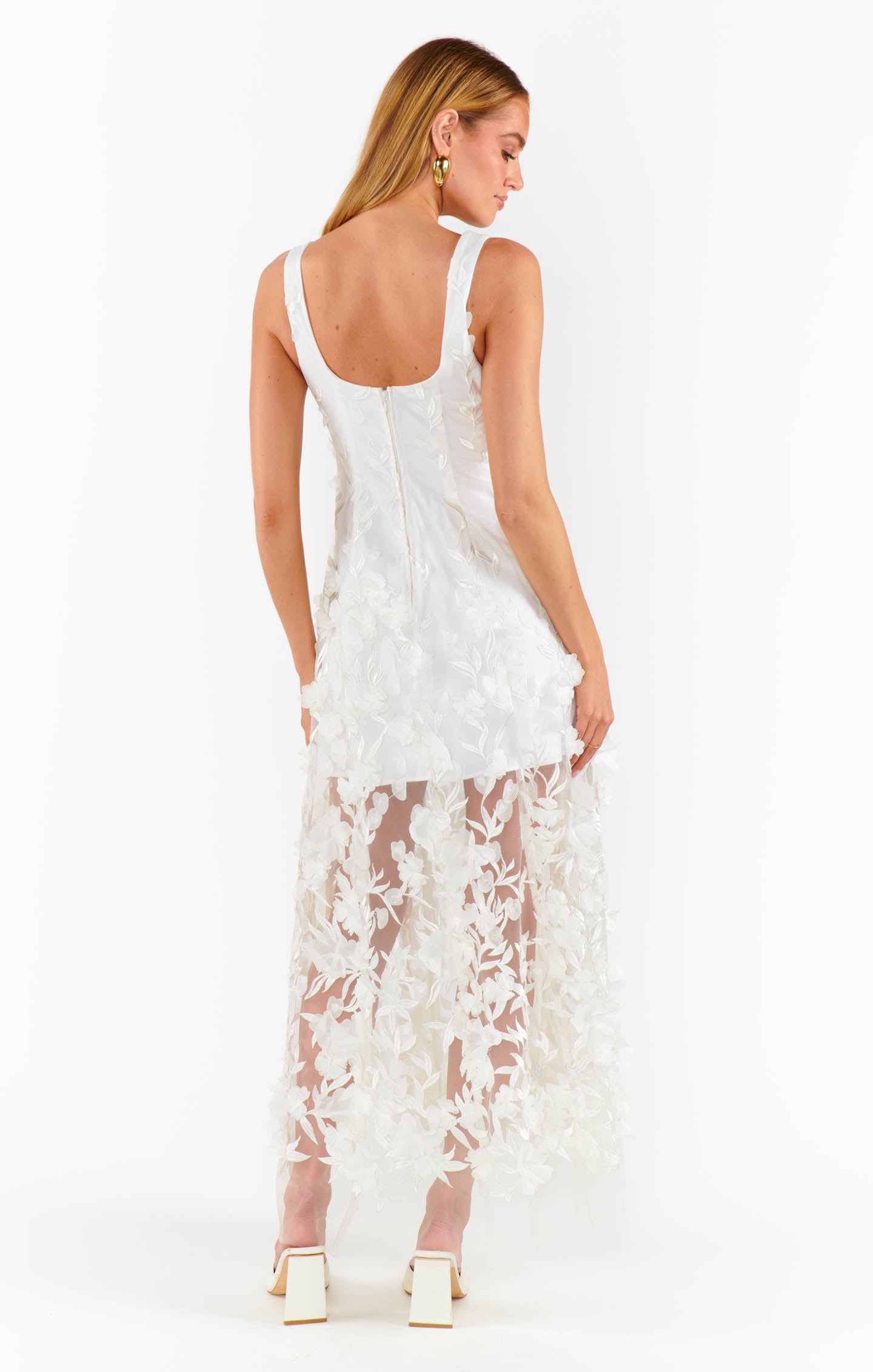 Floral Embroidery White Dress for Bridal | Stephanie Dress