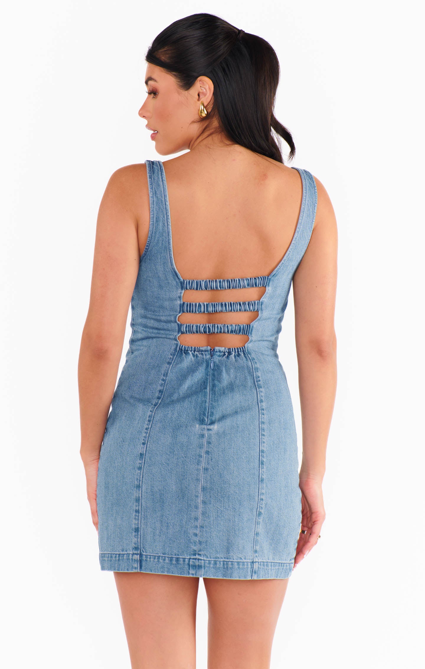 Open Back Mini Dress in Cool Blue | Steph Dress for Night Out