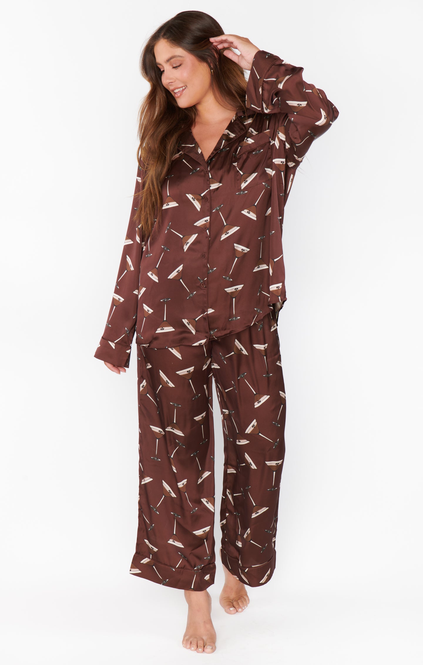 Silky Espresso Martini Pajama Set | Classic Button-Down PJs