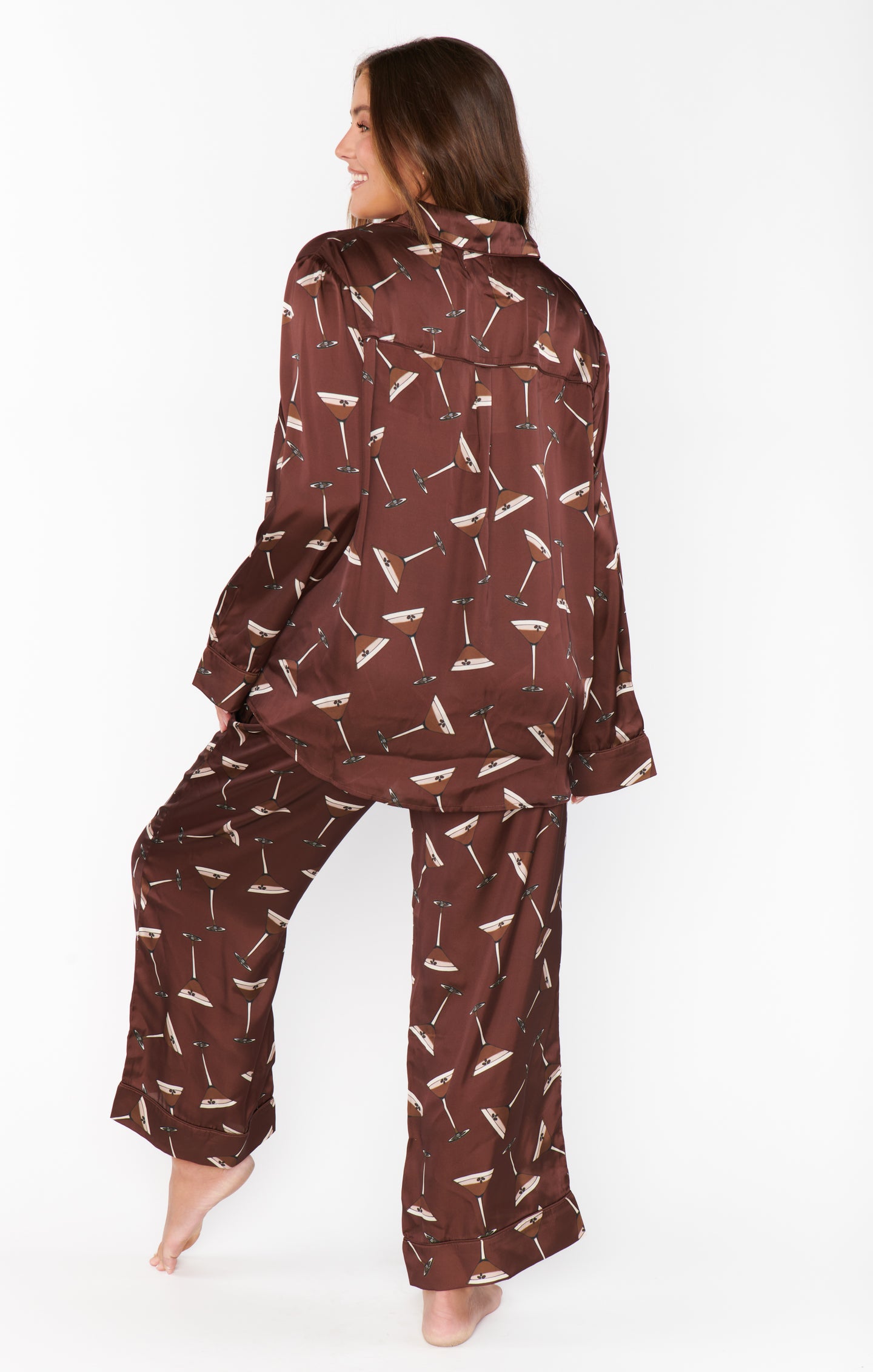 Silky Espresso Martini Pajama Set | Classic Button-Down PJs