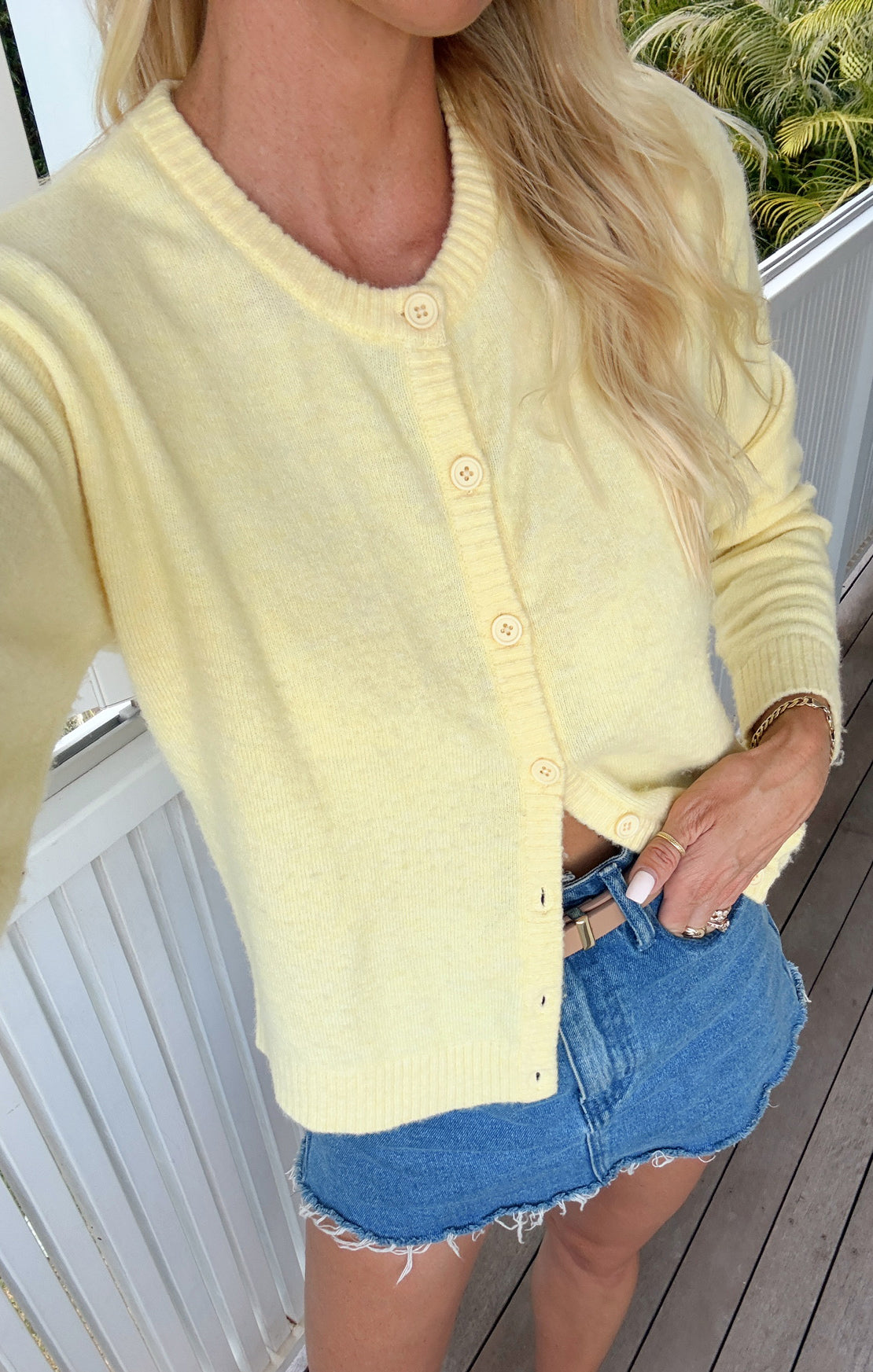 Soft Pale Yellow Knit Cardigan for Casual Wear | Throw On