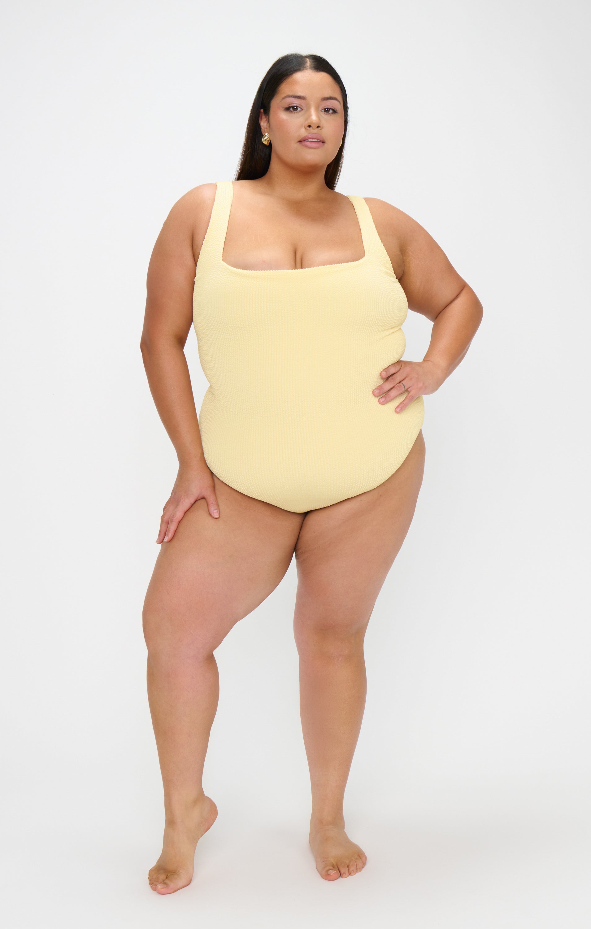 Butter Yellow One Piece Swimsuit with Scrunch Fabric | The Scrunch