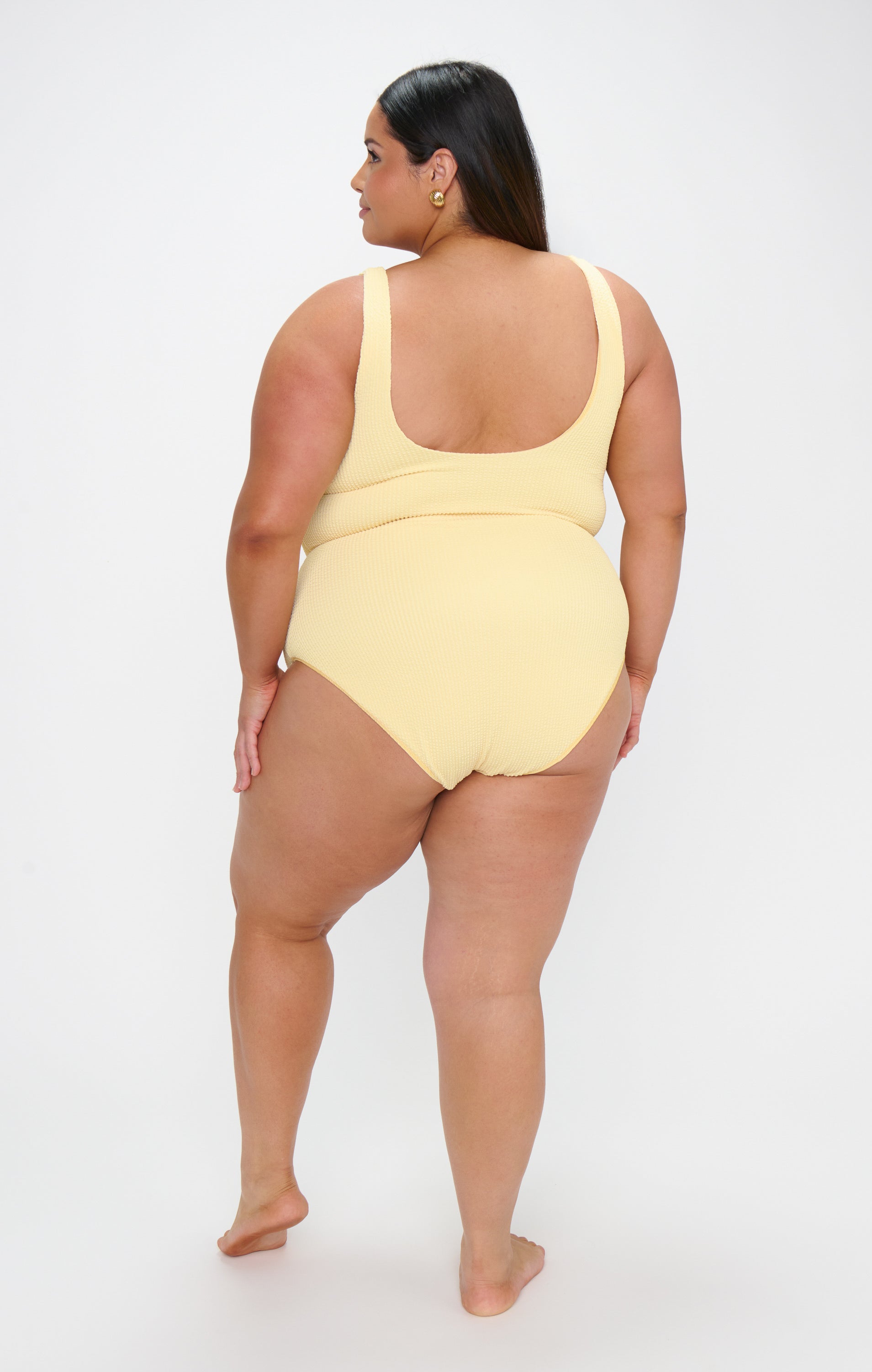 Butter Yellow One Piece Swimsuit with Scrunch Fabric | The Scrunch