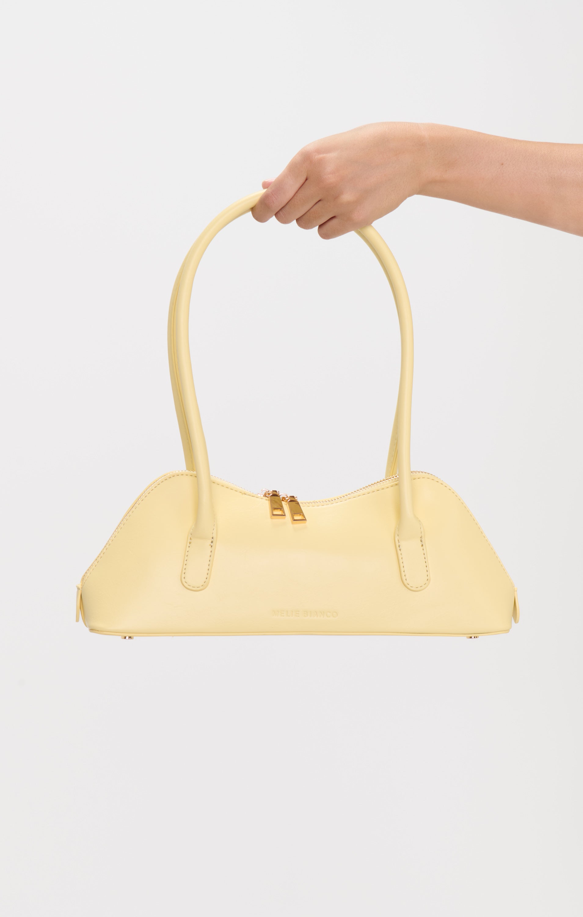 Curved Top Shoulder Bag in Pale Yellow | Melie Bianco Dakota