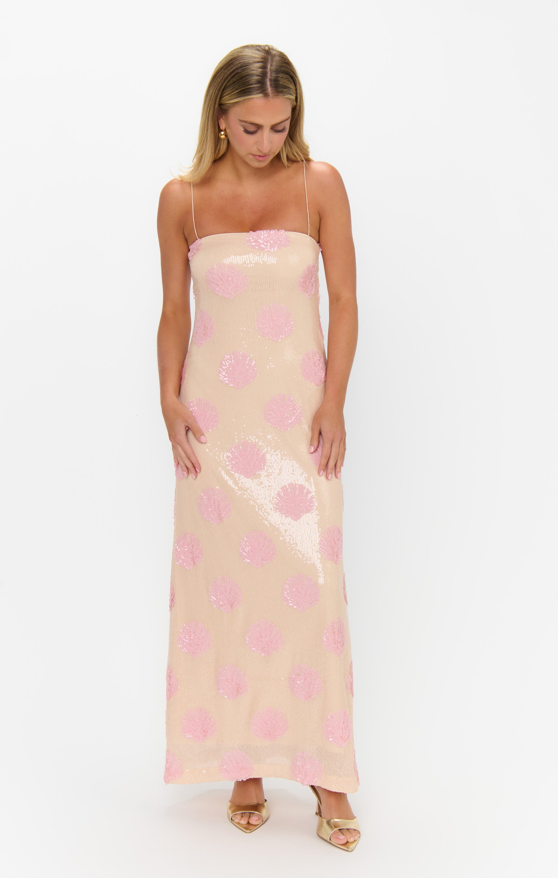 Sequin Shell Midi Dress with Built-In Bra | Lizzy Dress