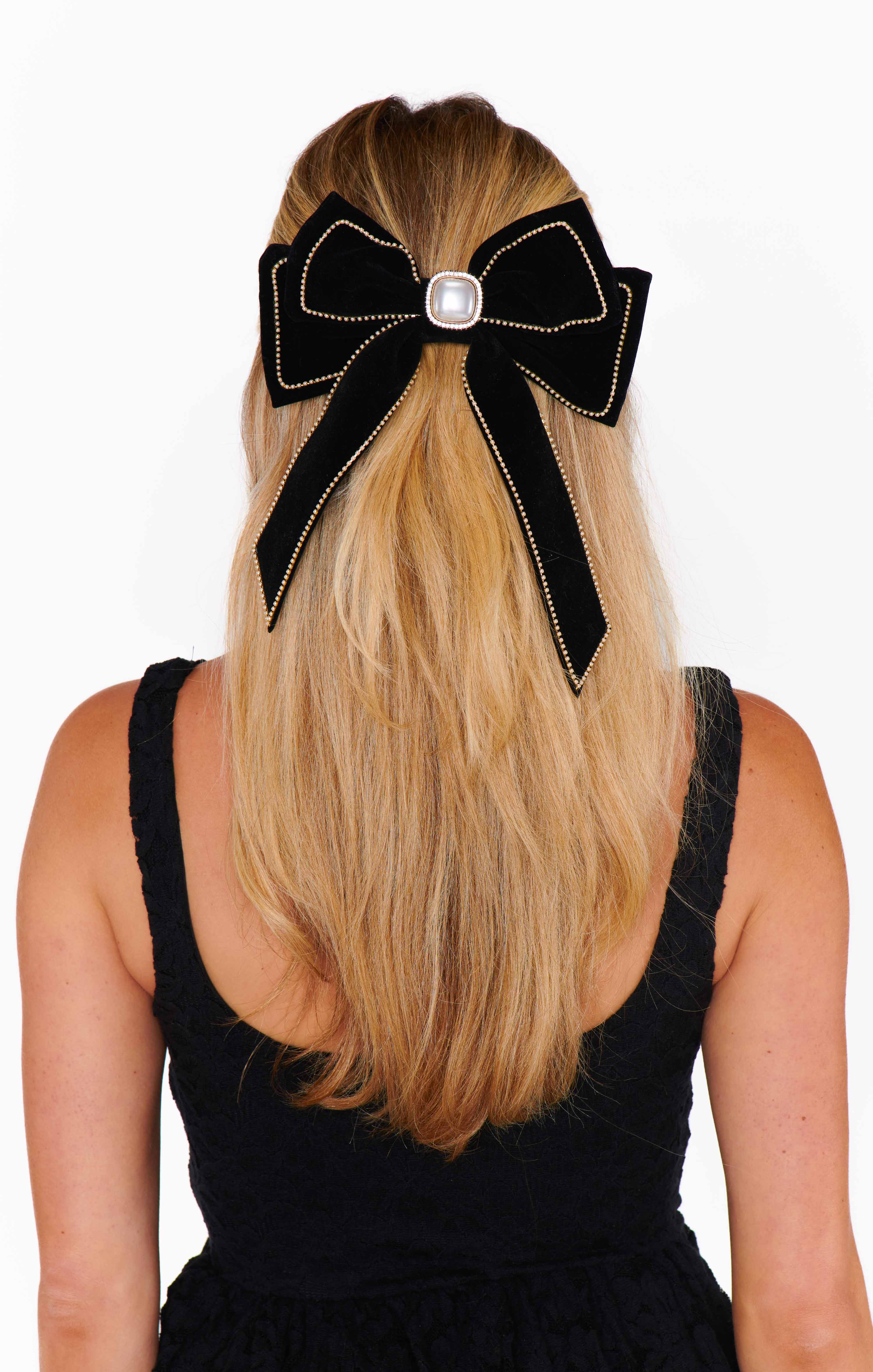 Black Velvet Hair Bow for Women | Samantha Accessory
