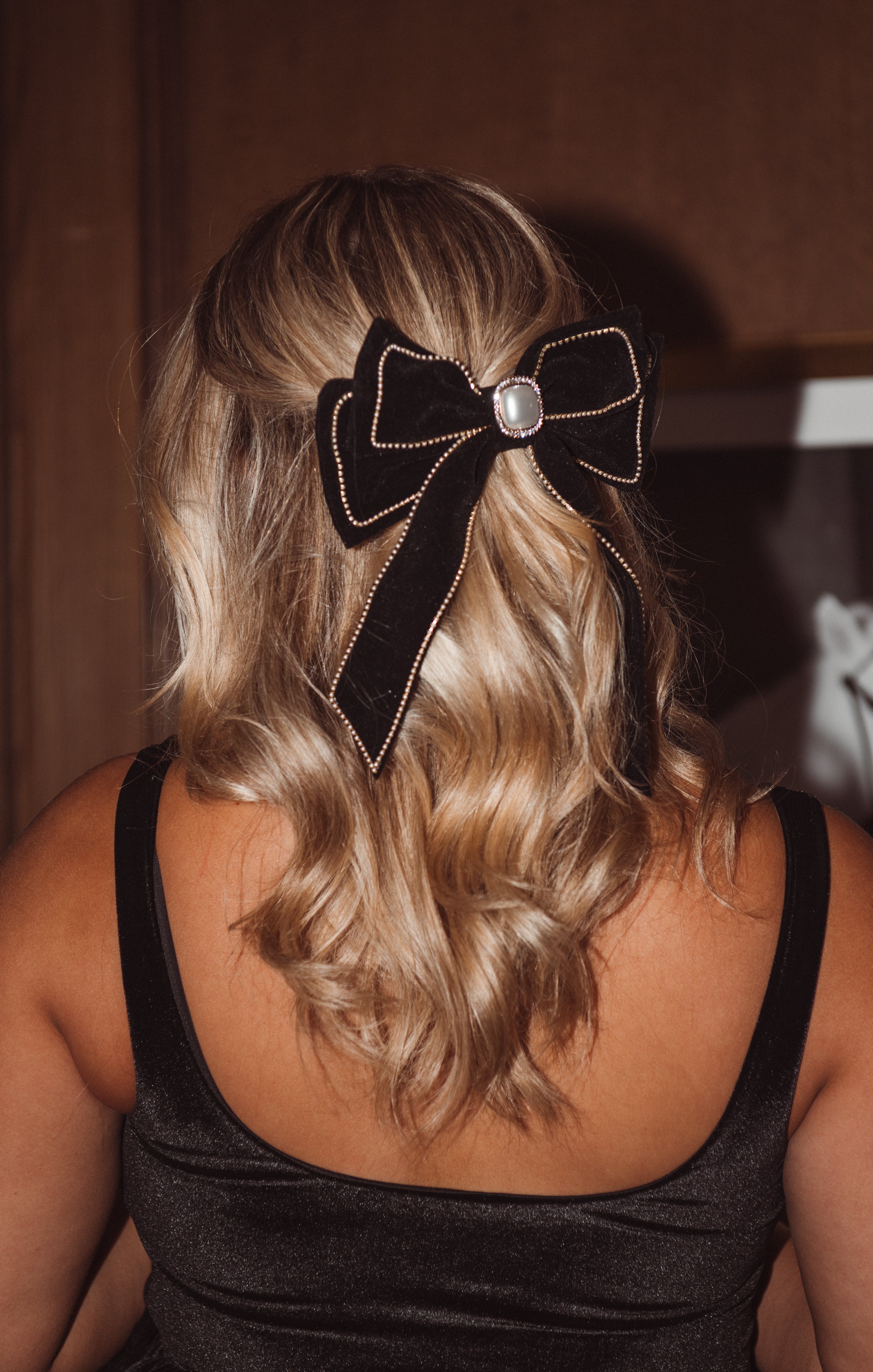 Black Velvet Hair Bow for Women | Samantha Accessory