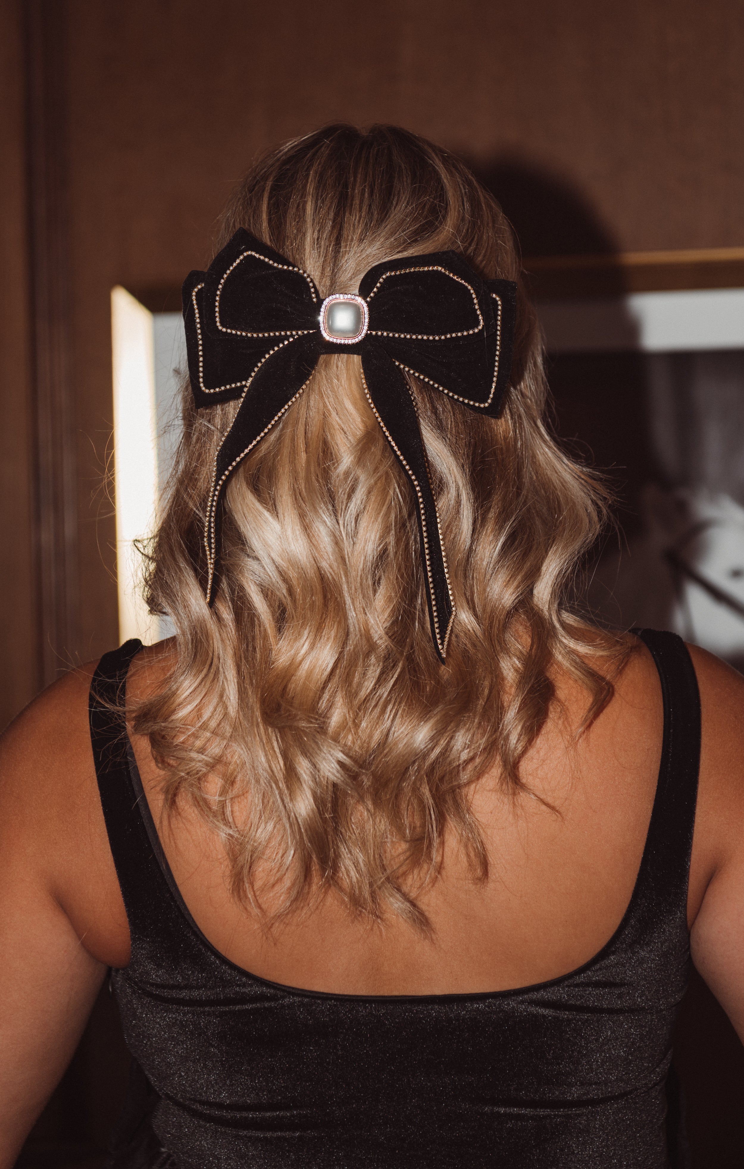 Black Velvet Hair Bow for Women | Samantha Accessory