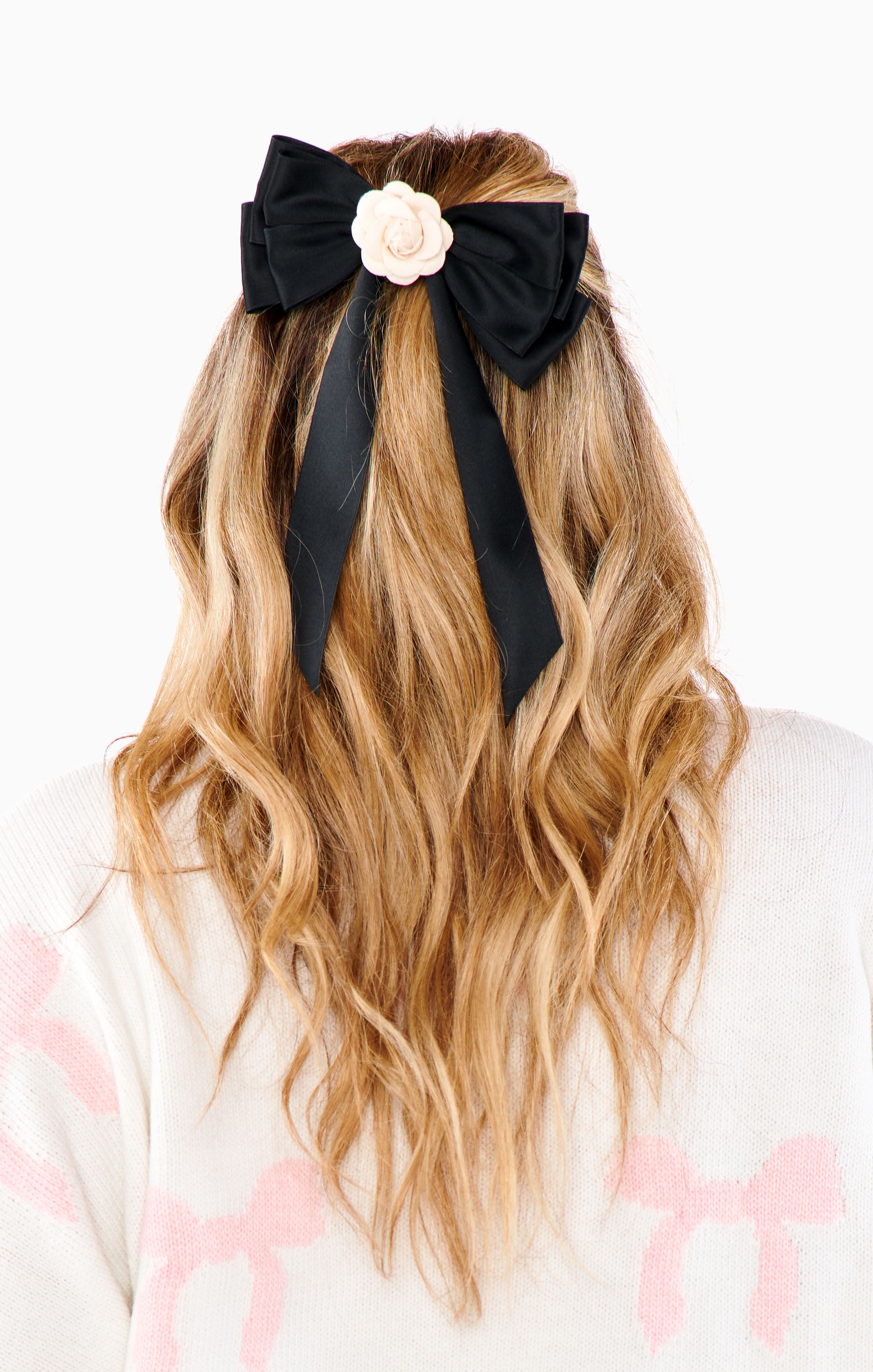 Black Hair Bow with Rosette | Delaney Bow