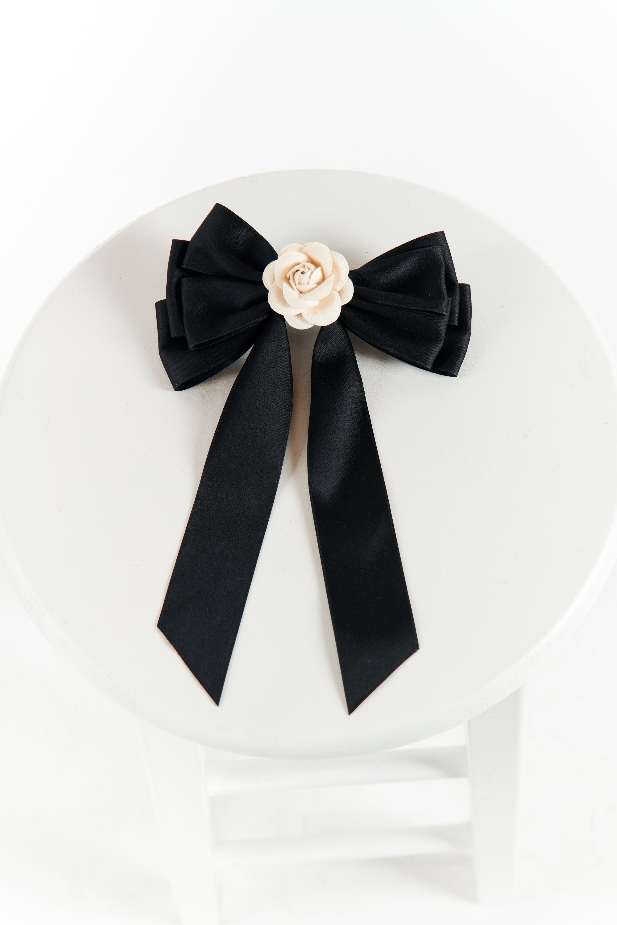 Black Hair Bow with Rosette | Delaney Bow