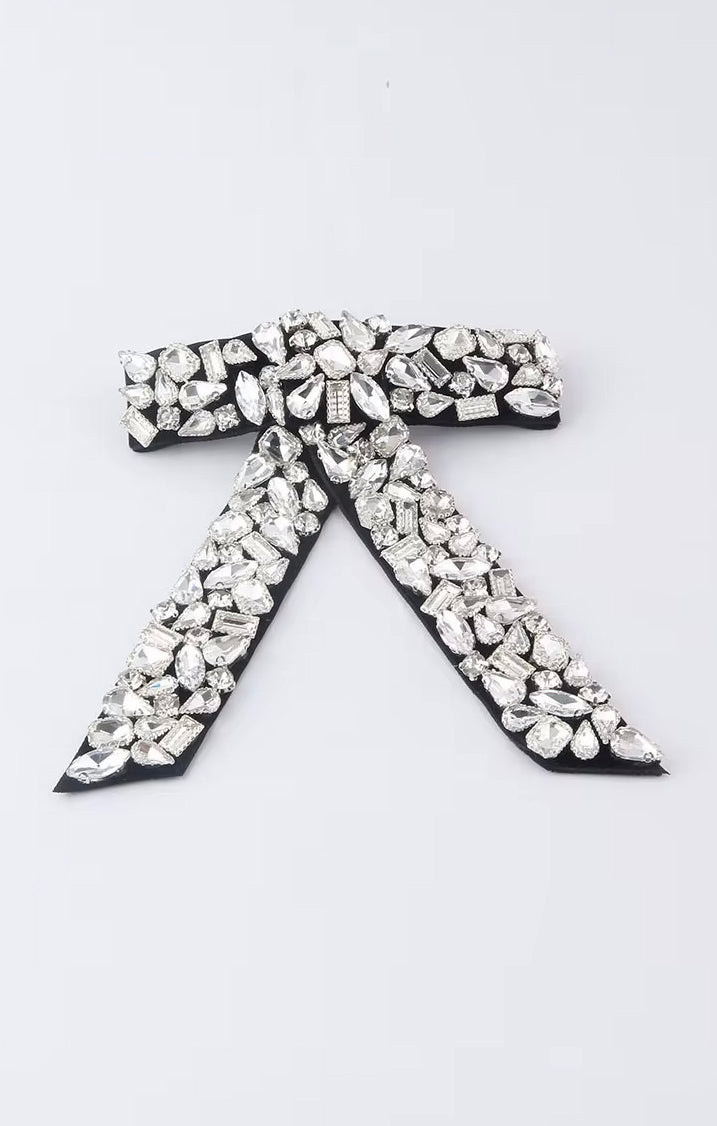 Black Rhinestone Hair Bow for Women | Bejeweled Hair Accessory
