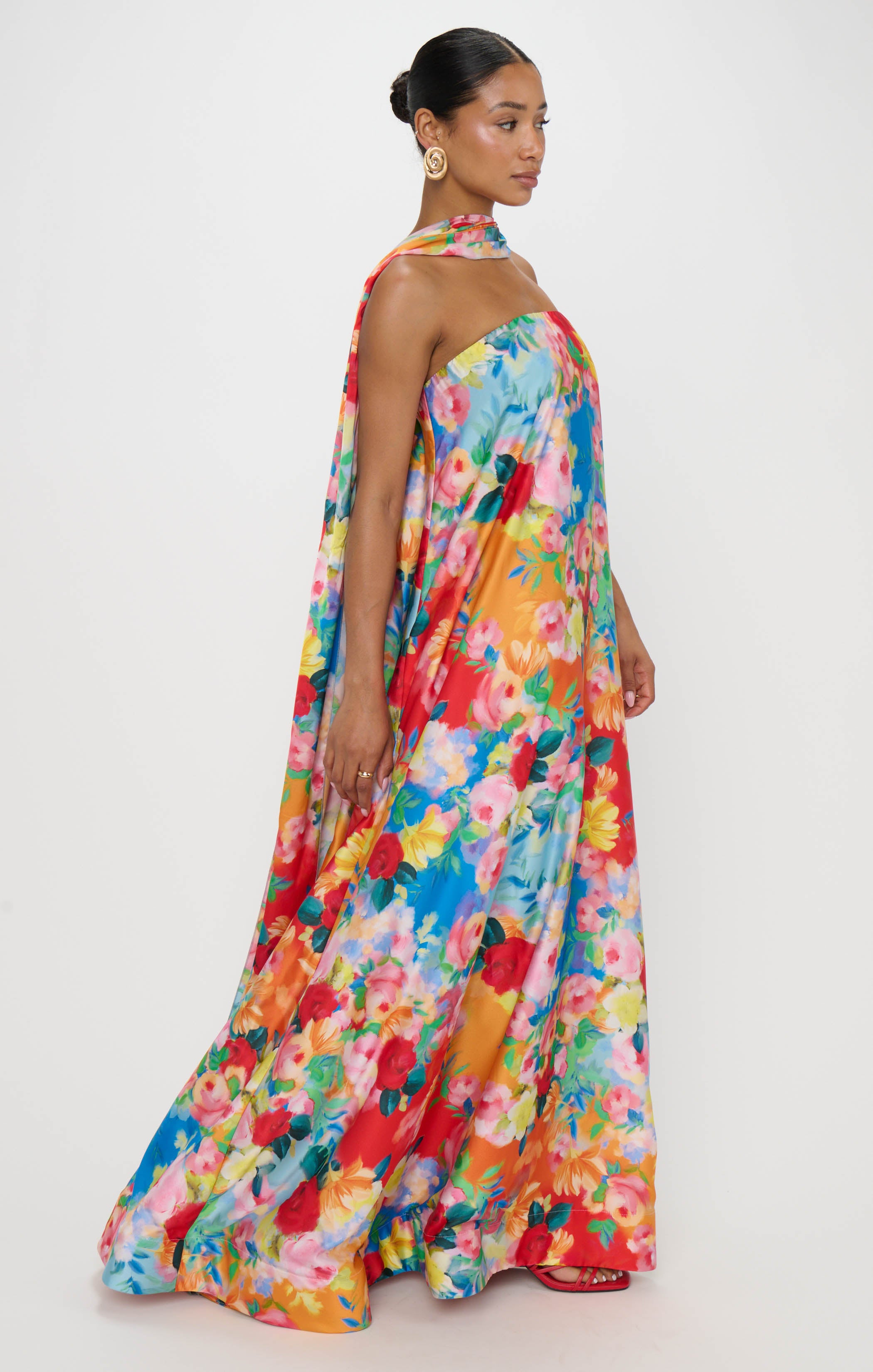 Strapless Flowy Tube Dress for Cocktail Parties | Tinsley Sunset Garden