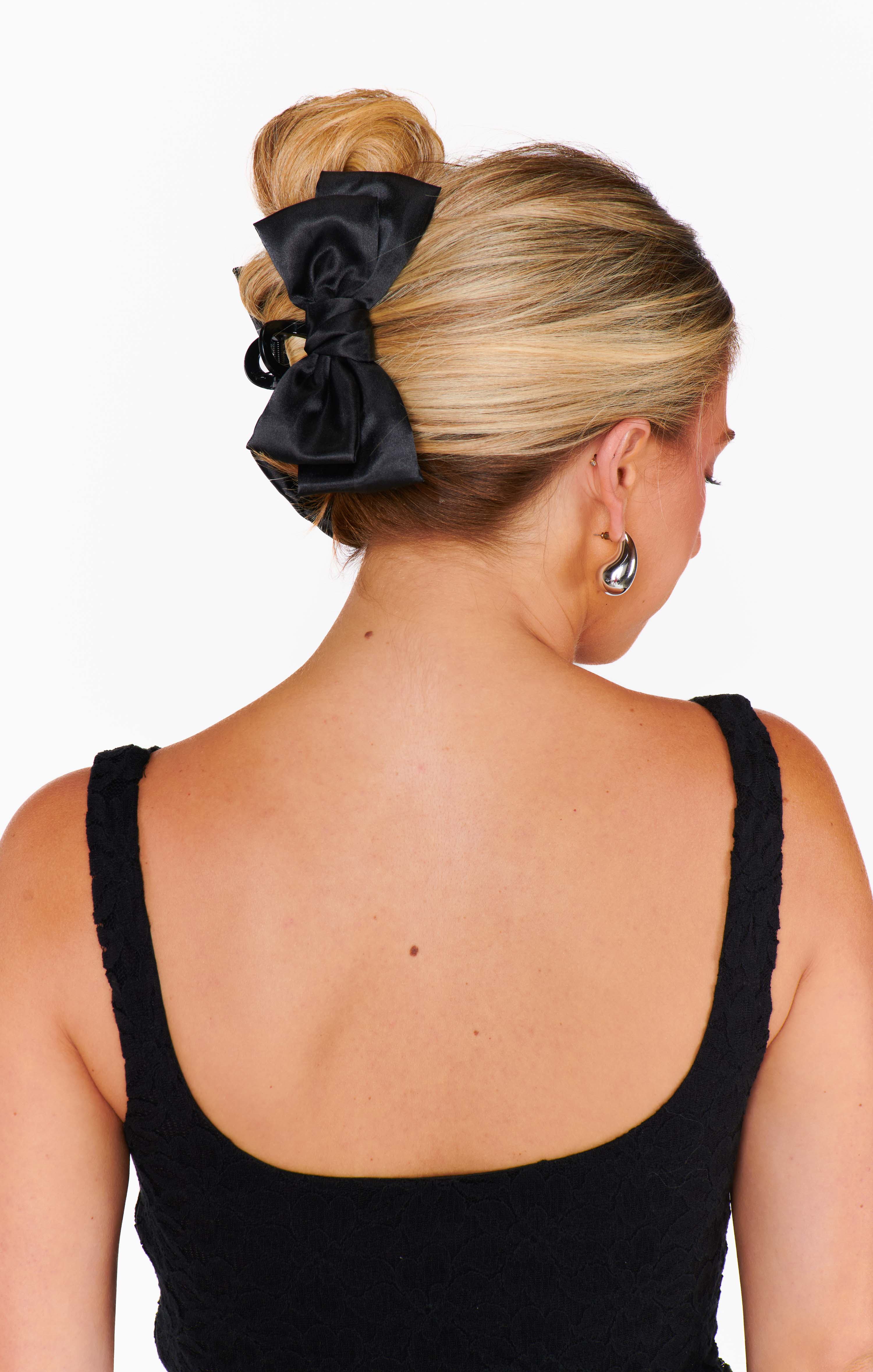 Black Satin Bow Claw Clip for Hair | Fall Hair Accessory