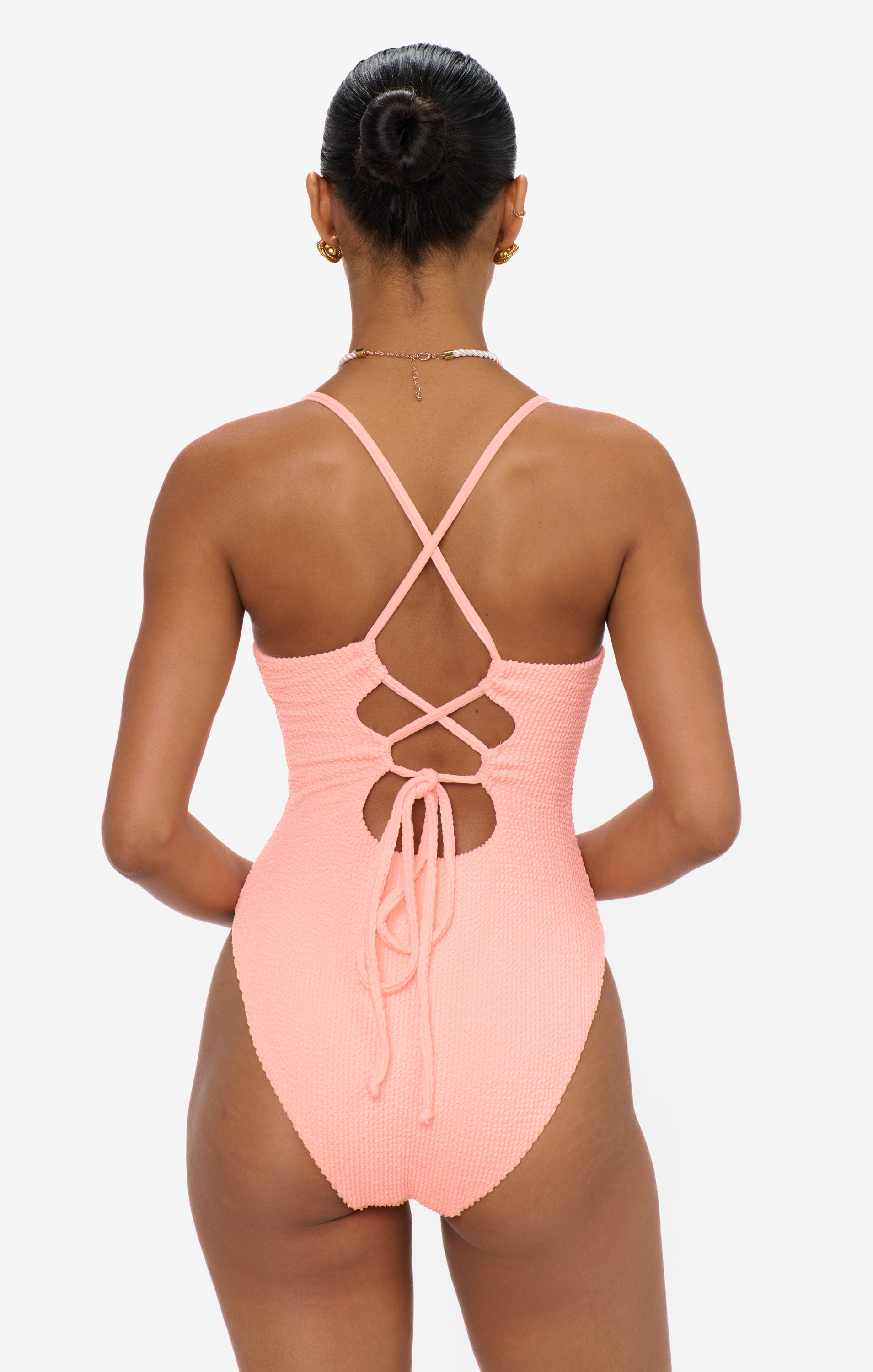 Peach Sherbet Scrunch One Piece Swimsuit | Positano