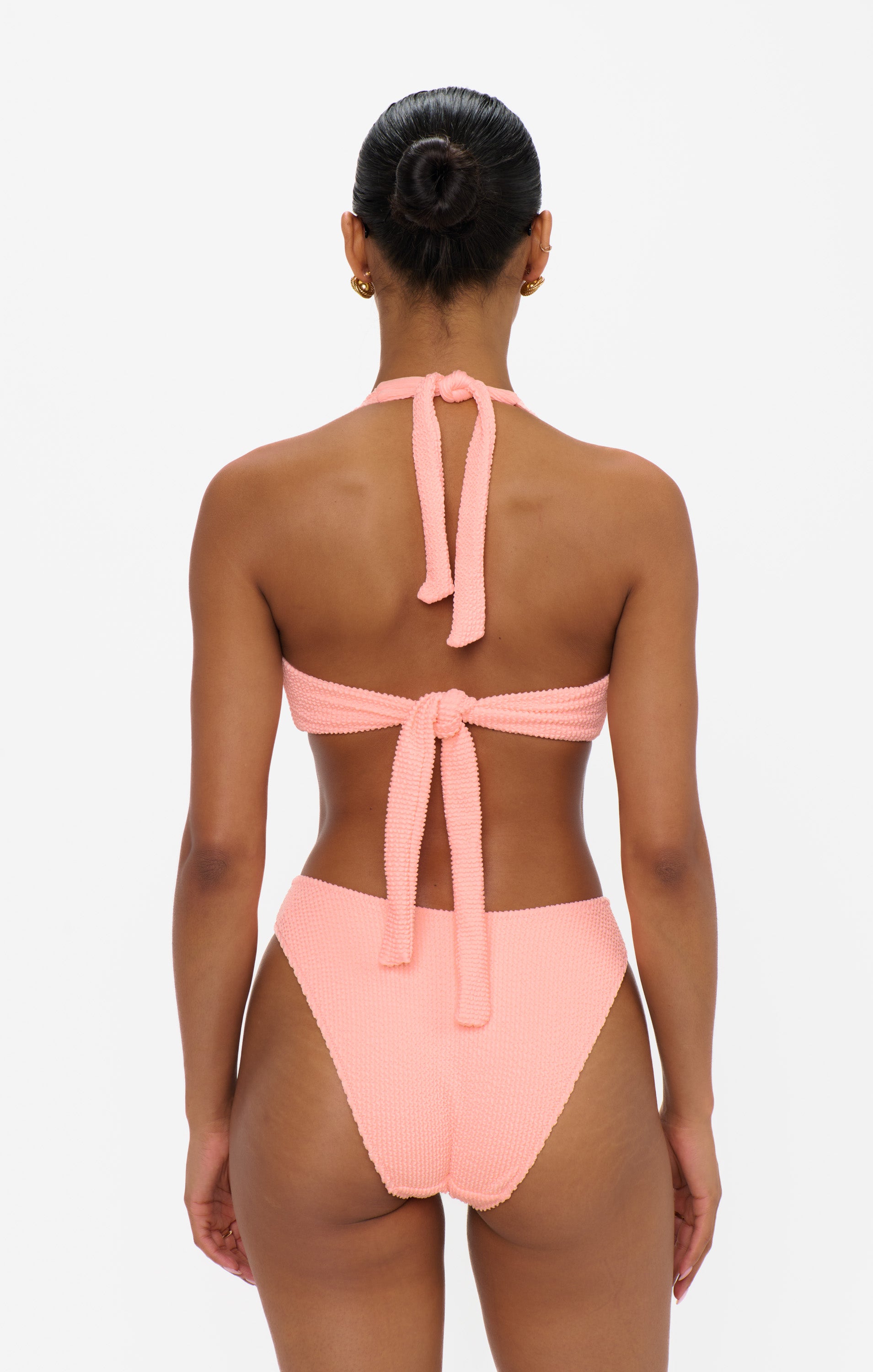 Peach Sherbet Scrunch Halter Top for Women | Malta Beachwear