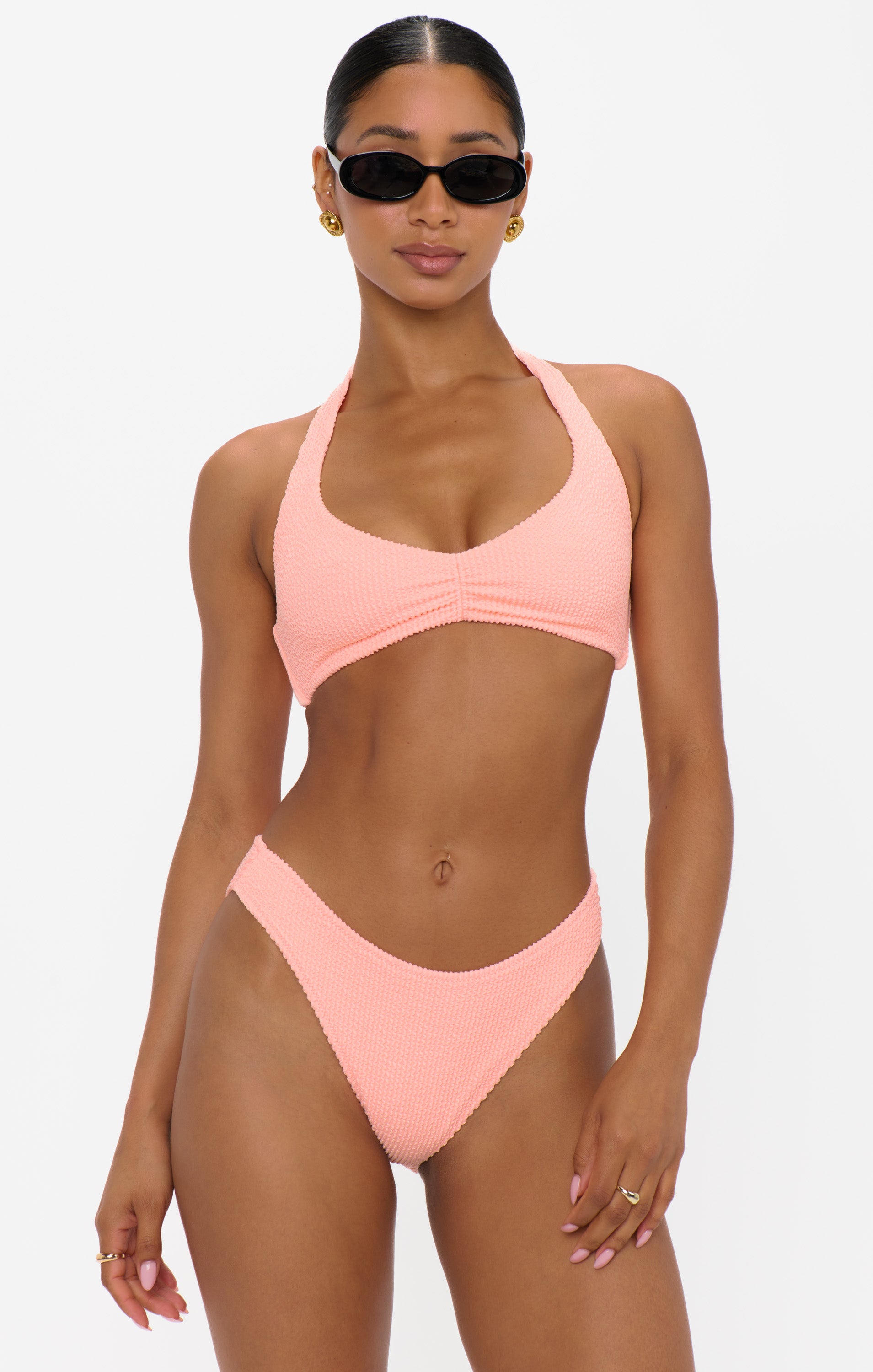 Peach Sherbet Scrunch Halter Top for Women | Malta Beachwear