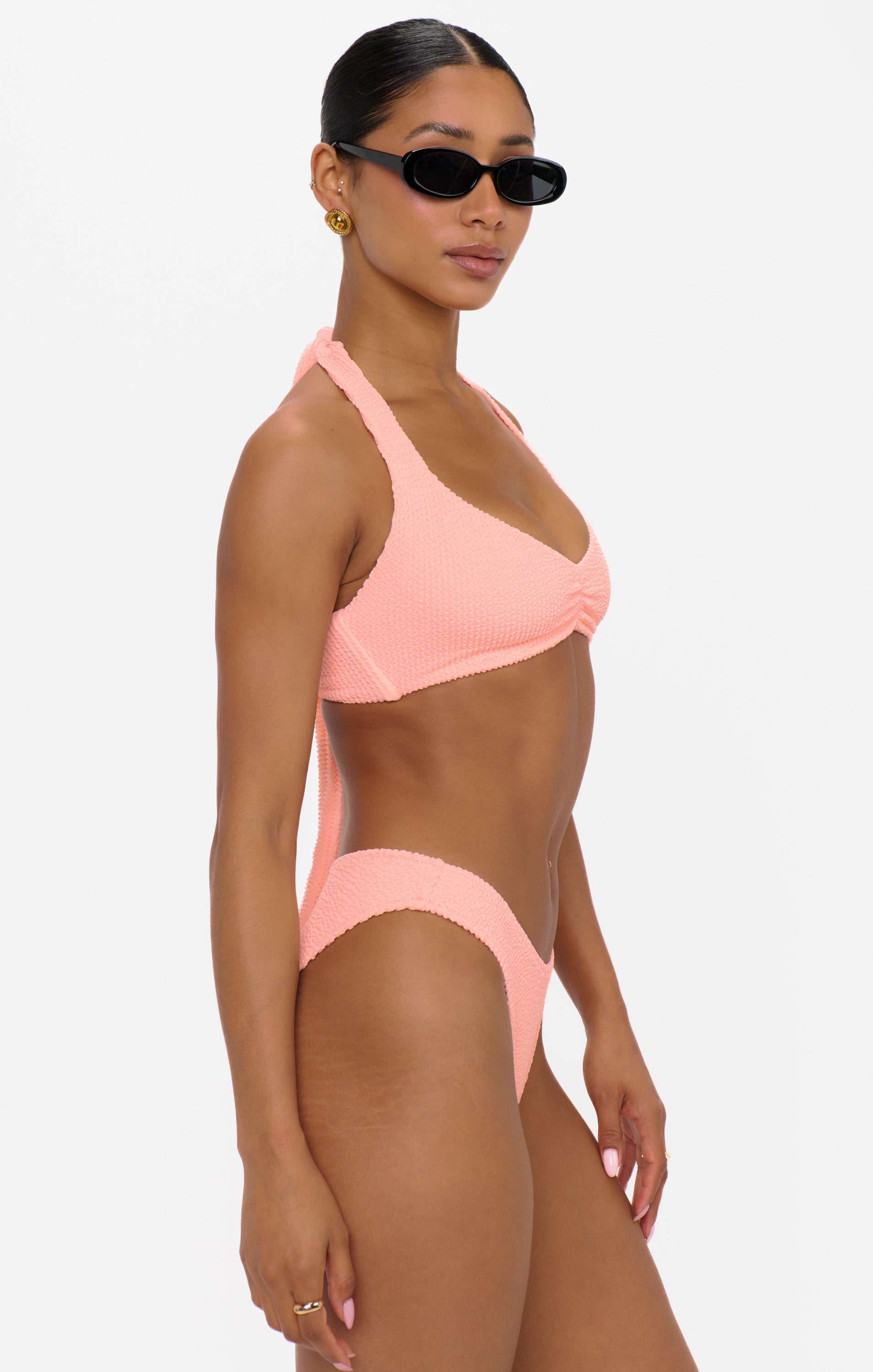Peach Sherbet Scrunch Halter Top for Women | Malta Beachwear