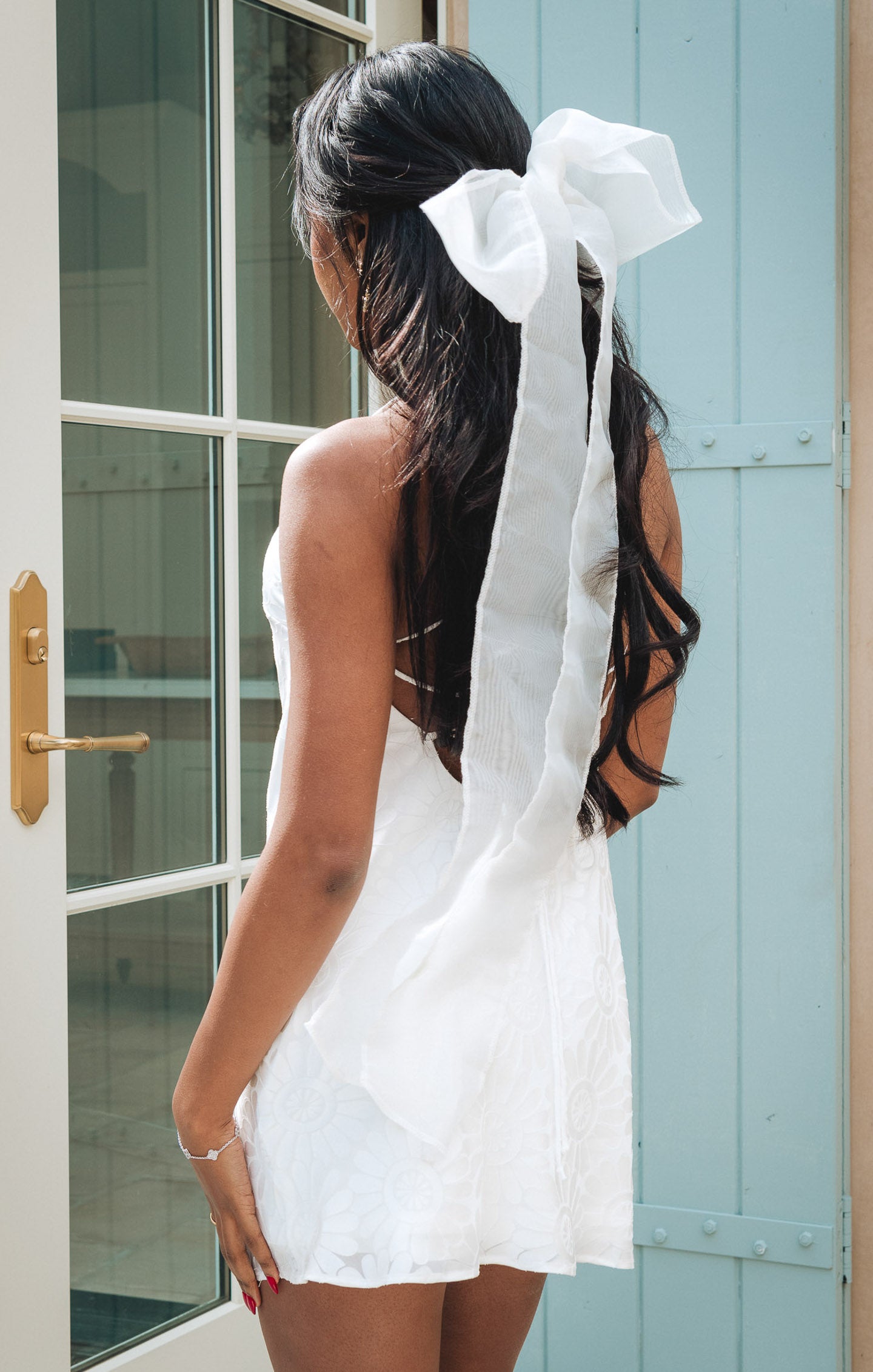 Elegant Ivory Organza Hair Bow for Bridal & Special Occasions