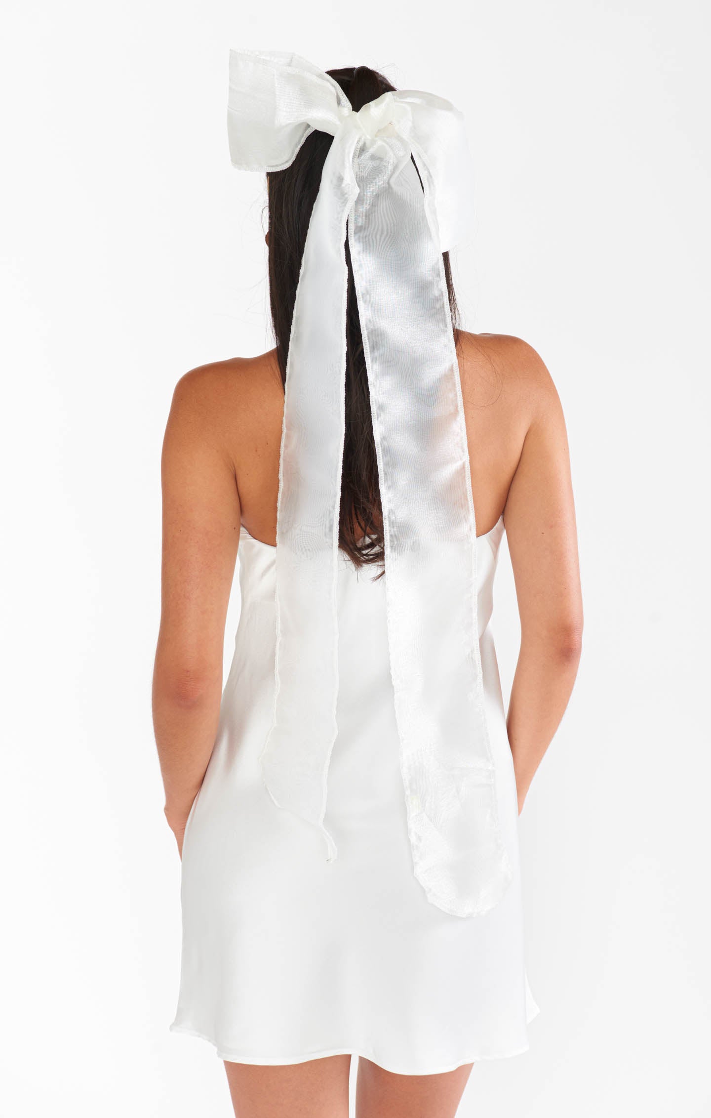 Elegant Ivory Organza Hair Bow for Bridal & Special Occasions