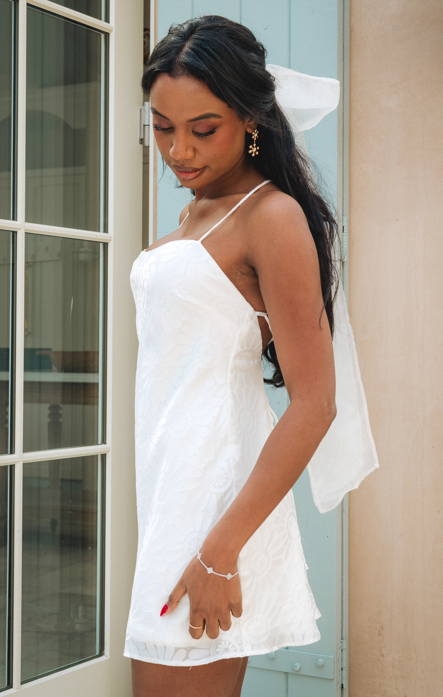 Elegant Ivory Organza Hair Bow for Bridal & Special Occasions