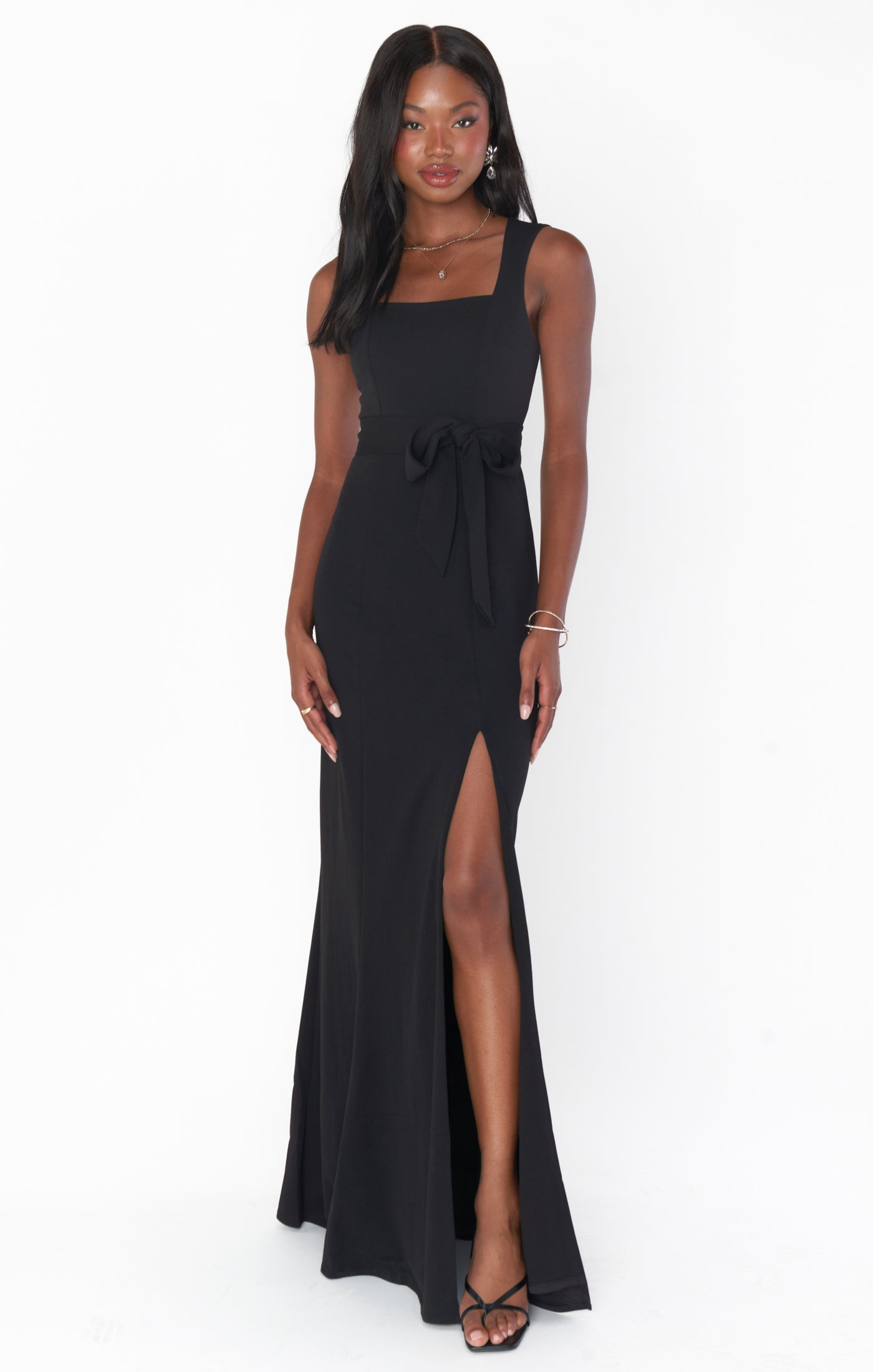 Formal Black Stretch Maxi Gown with Side Slit | Paris Gown