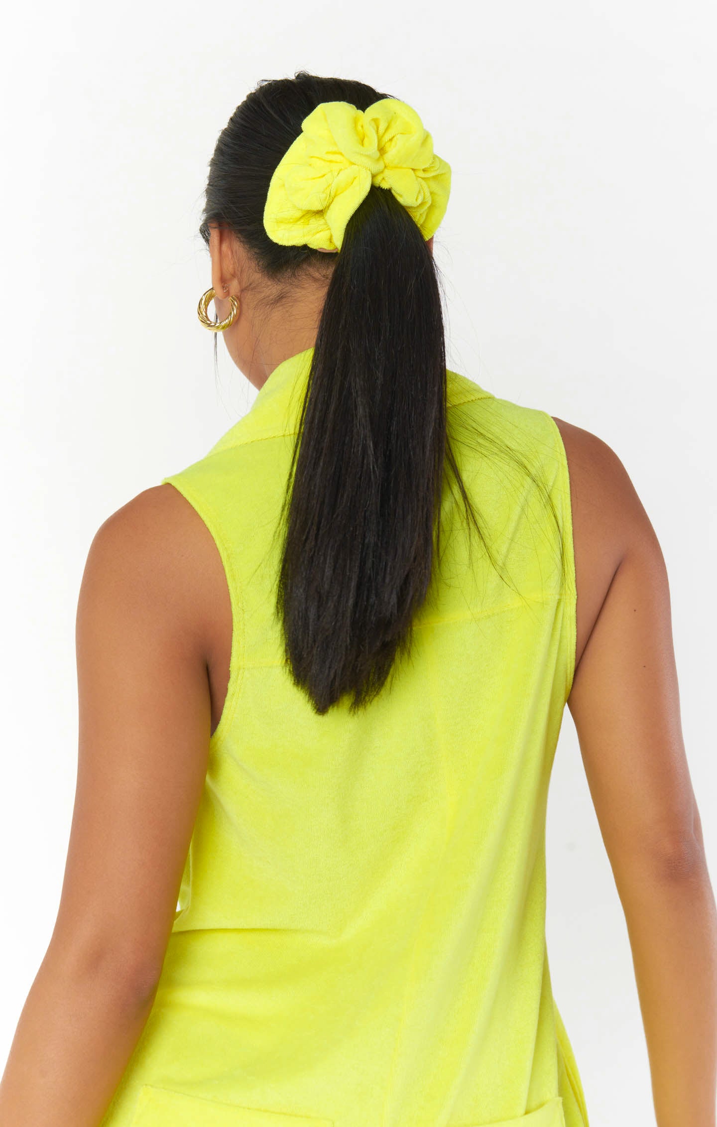Neon Yellow Terry Scrunchie for Hair | Vibrant Hair Accessory