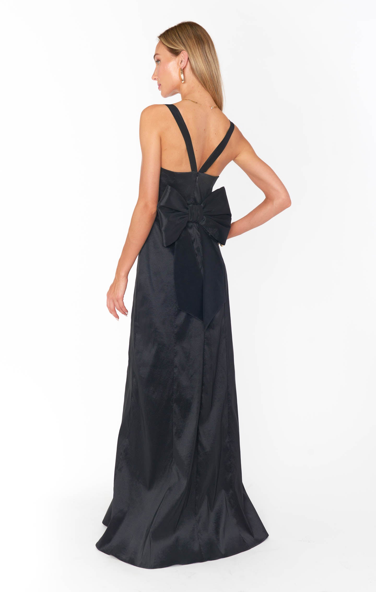 Black Taffeta Bow Dress with Removable Bow | Charlotte