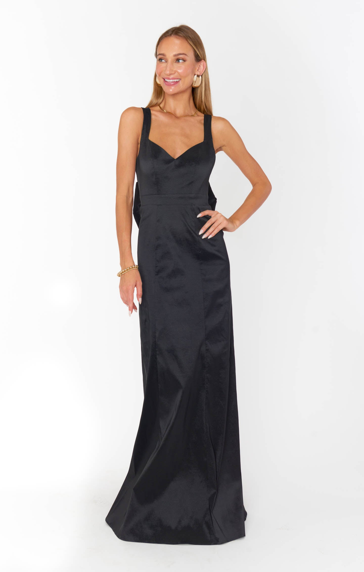 Black Taffeta Bow Dress with Removable Bow | Charlotte