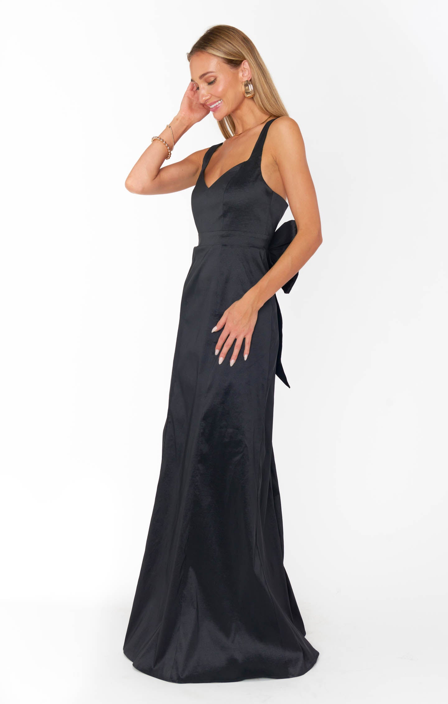 Black Taffeta Bow Dress with Removable Bow | Charlotte