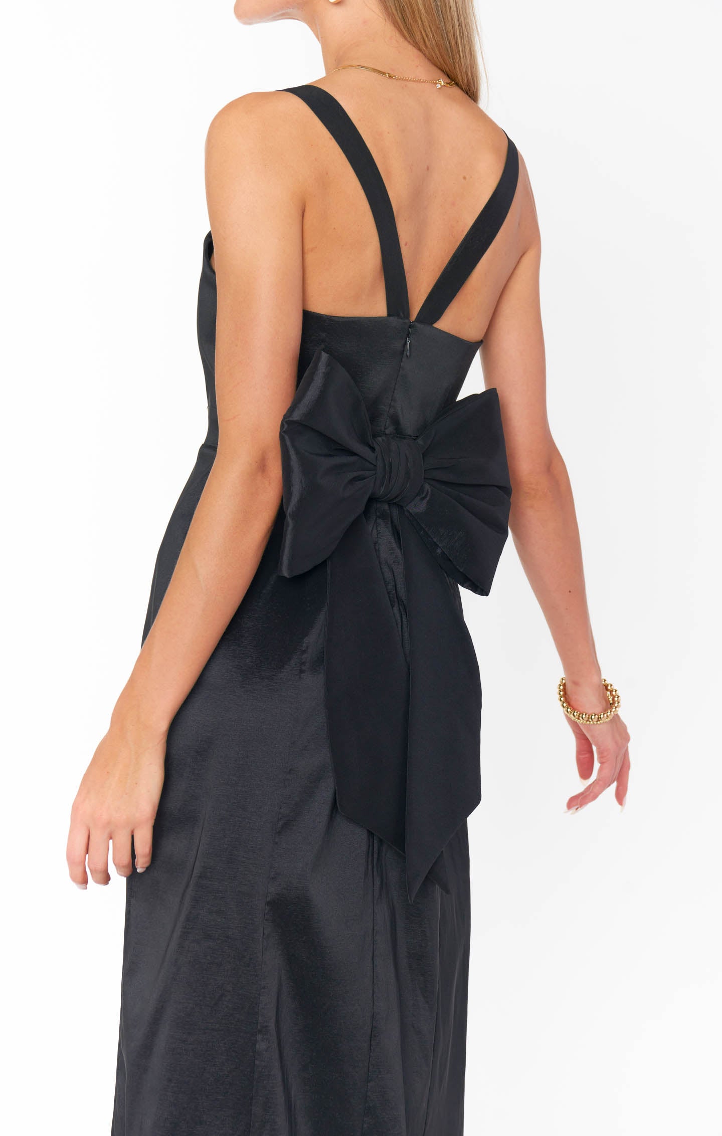 Black Taffeta Bow Dress with Removable Bow | Charlotte