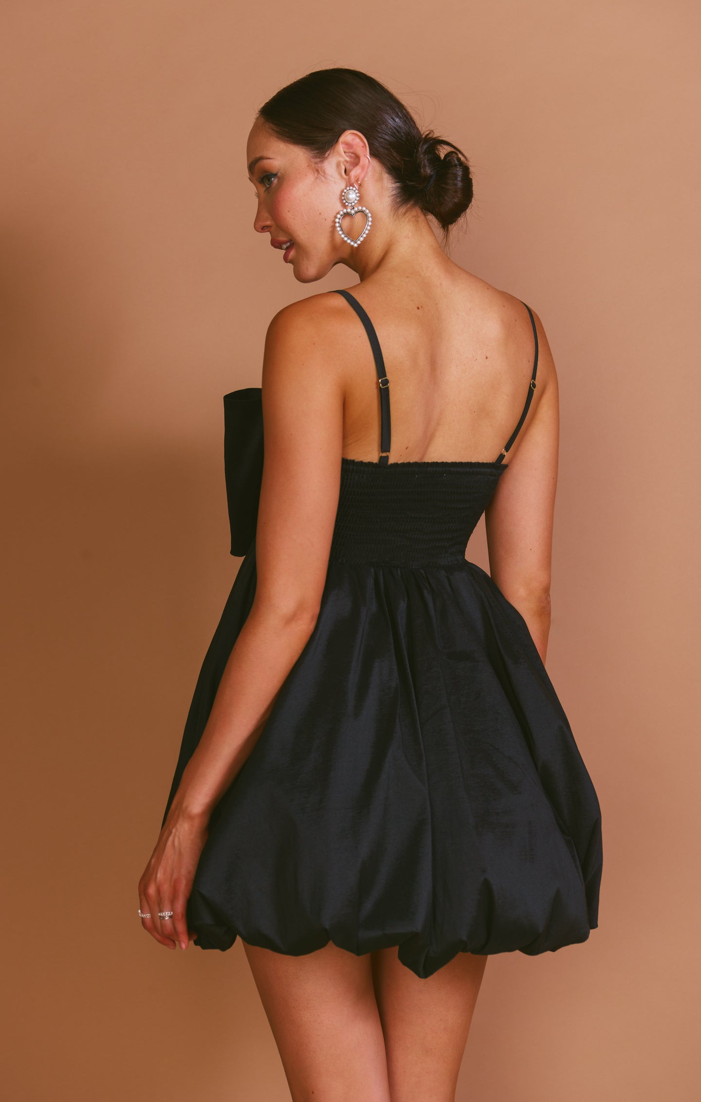Black Taffeta Bubble Bow Mini Skirt for Evening Events | Enchanted