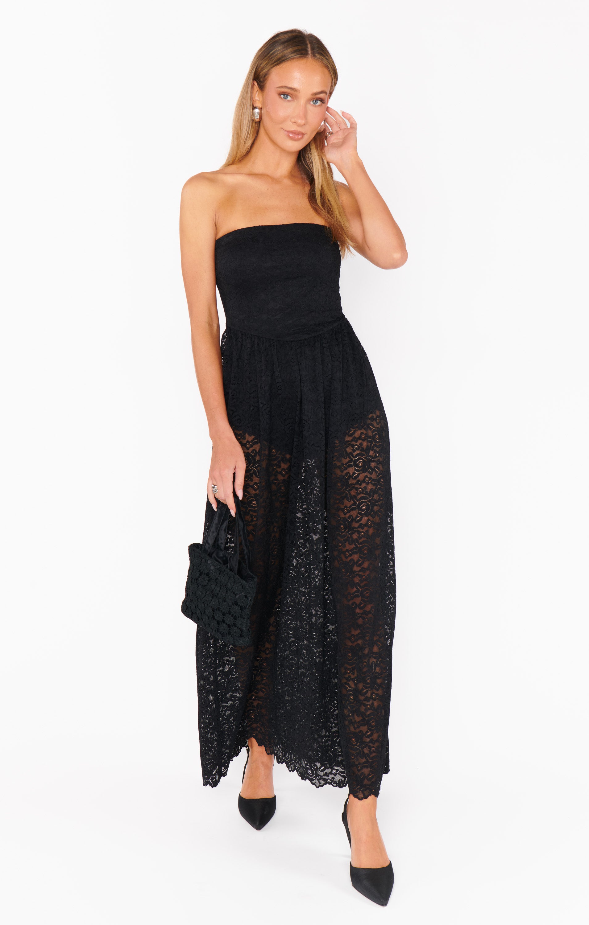 Black Lace Drop Waist Dress for Cocktail Parties | Diana