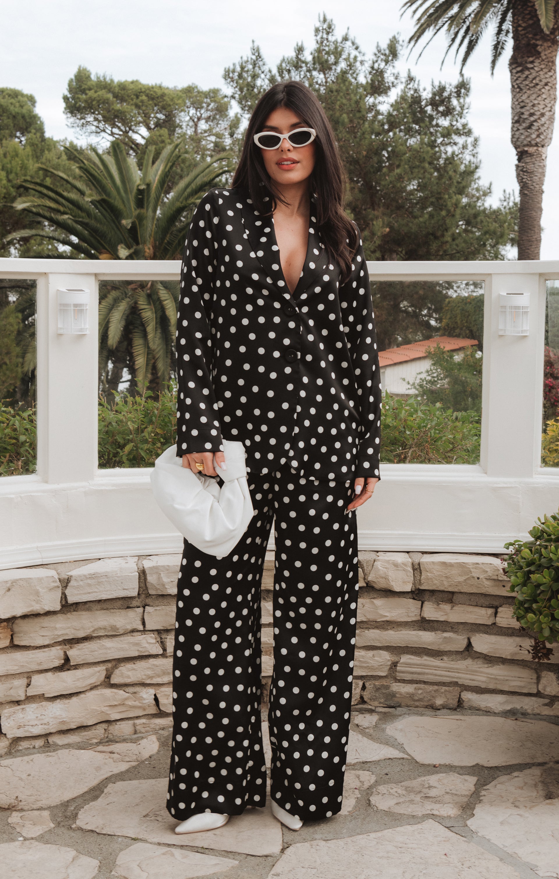 Polka Dot Hayes Trousers | Flowy Wide Leg Pants for Women