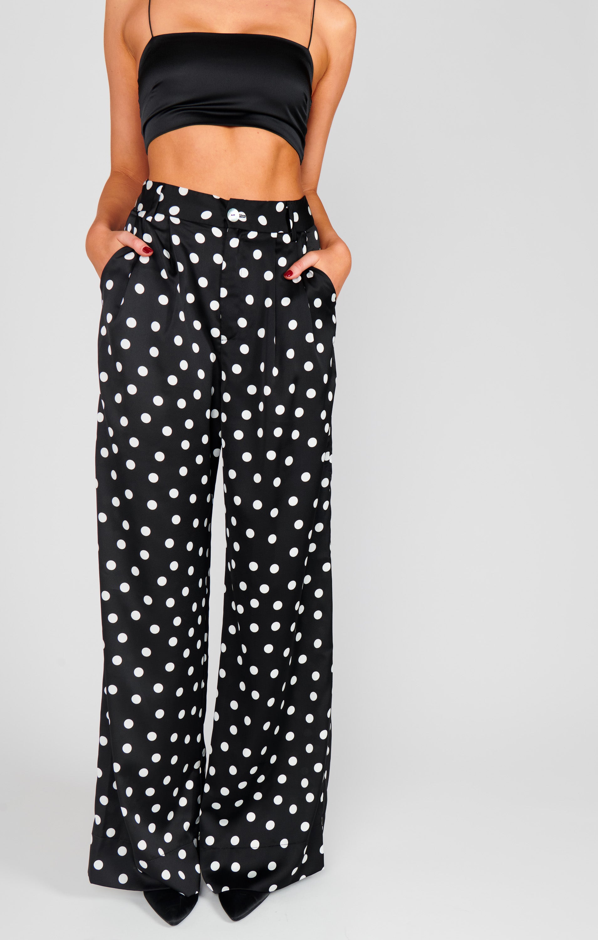 Polka Dot Hayes Trousers | Flowy Wide Leg Pants for Women