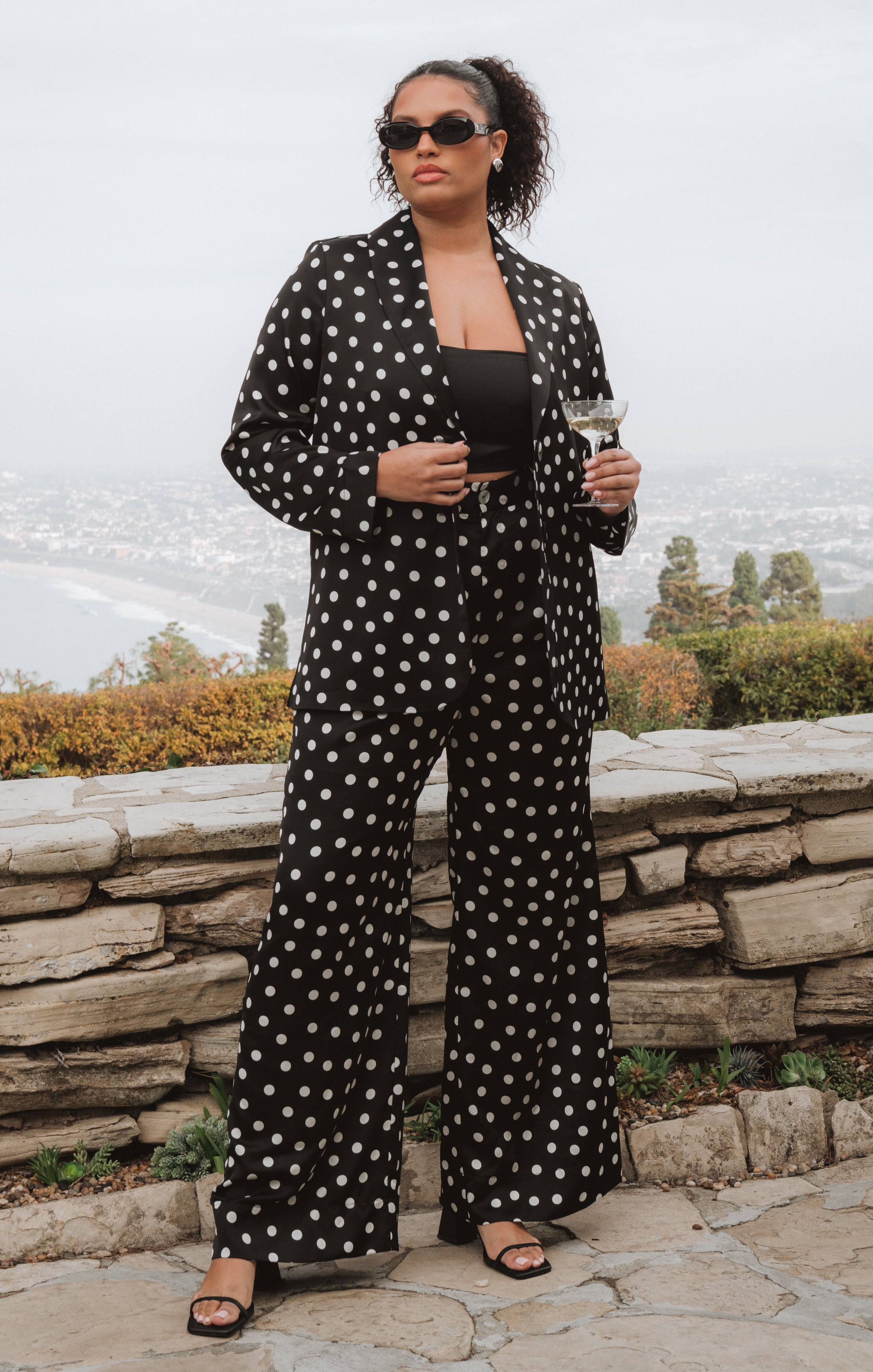 Polka Dot Hayes Trousers | Flowy Wide Leg Pants for Women