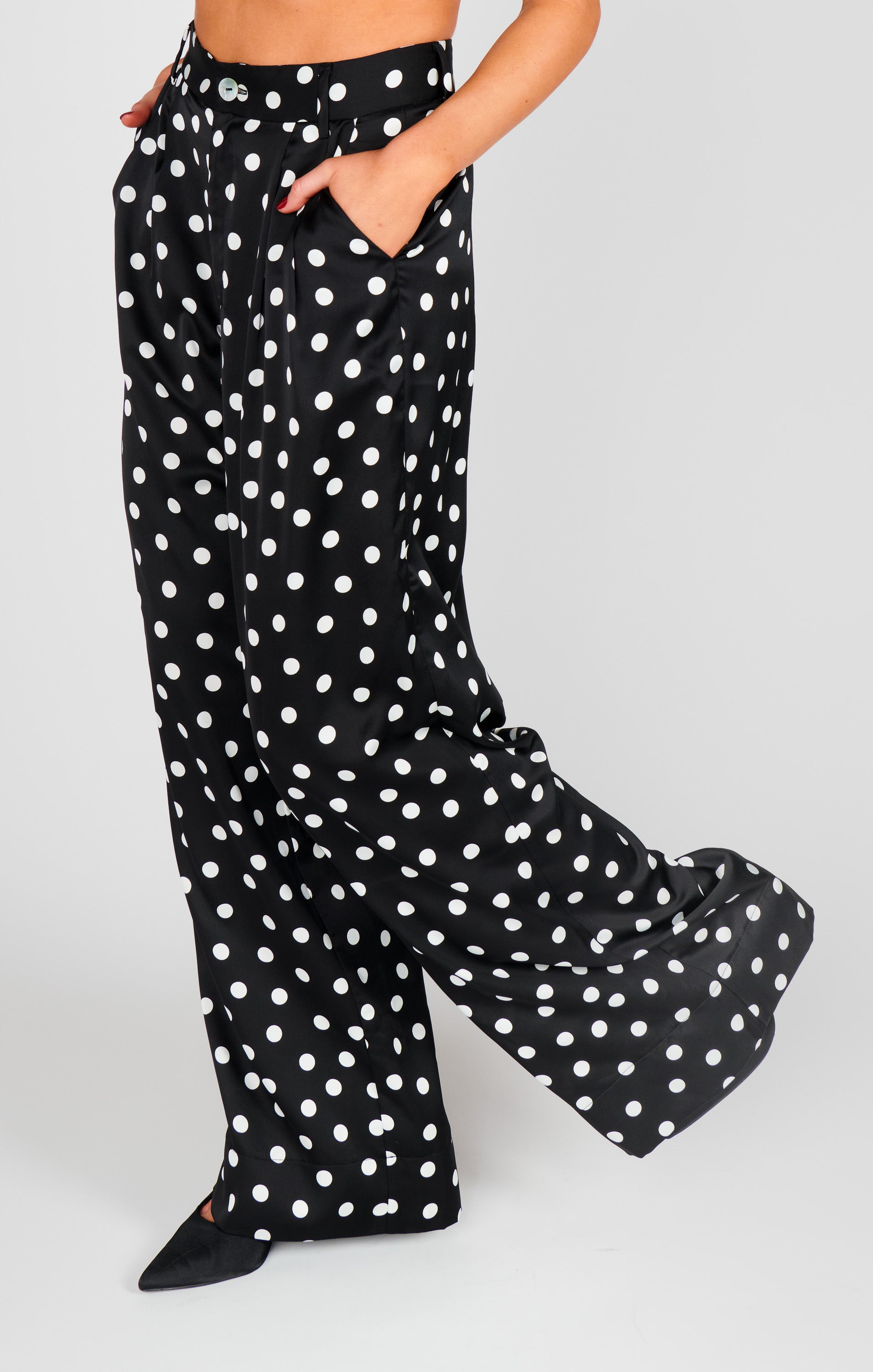 Polka Dot Hayes Trousers | Flowy Wide Leg Pants for Women