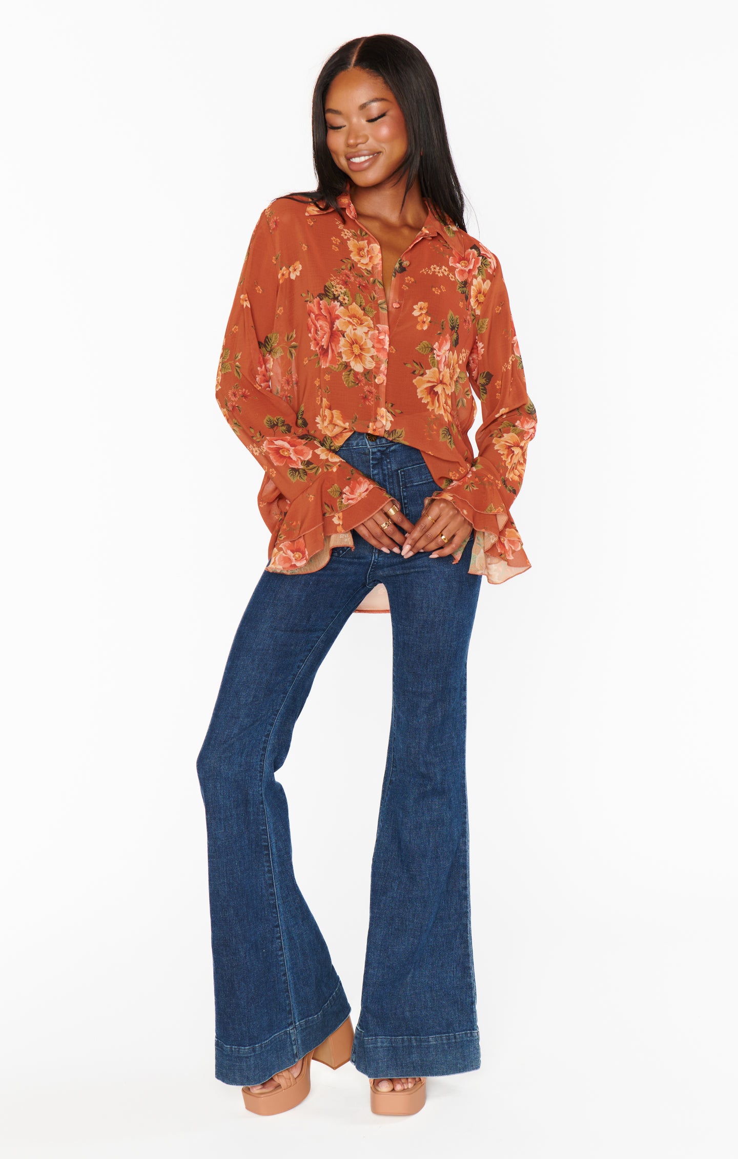Floral Print Relaxed Fit Blouse - Carmela Top | Garden Harvest