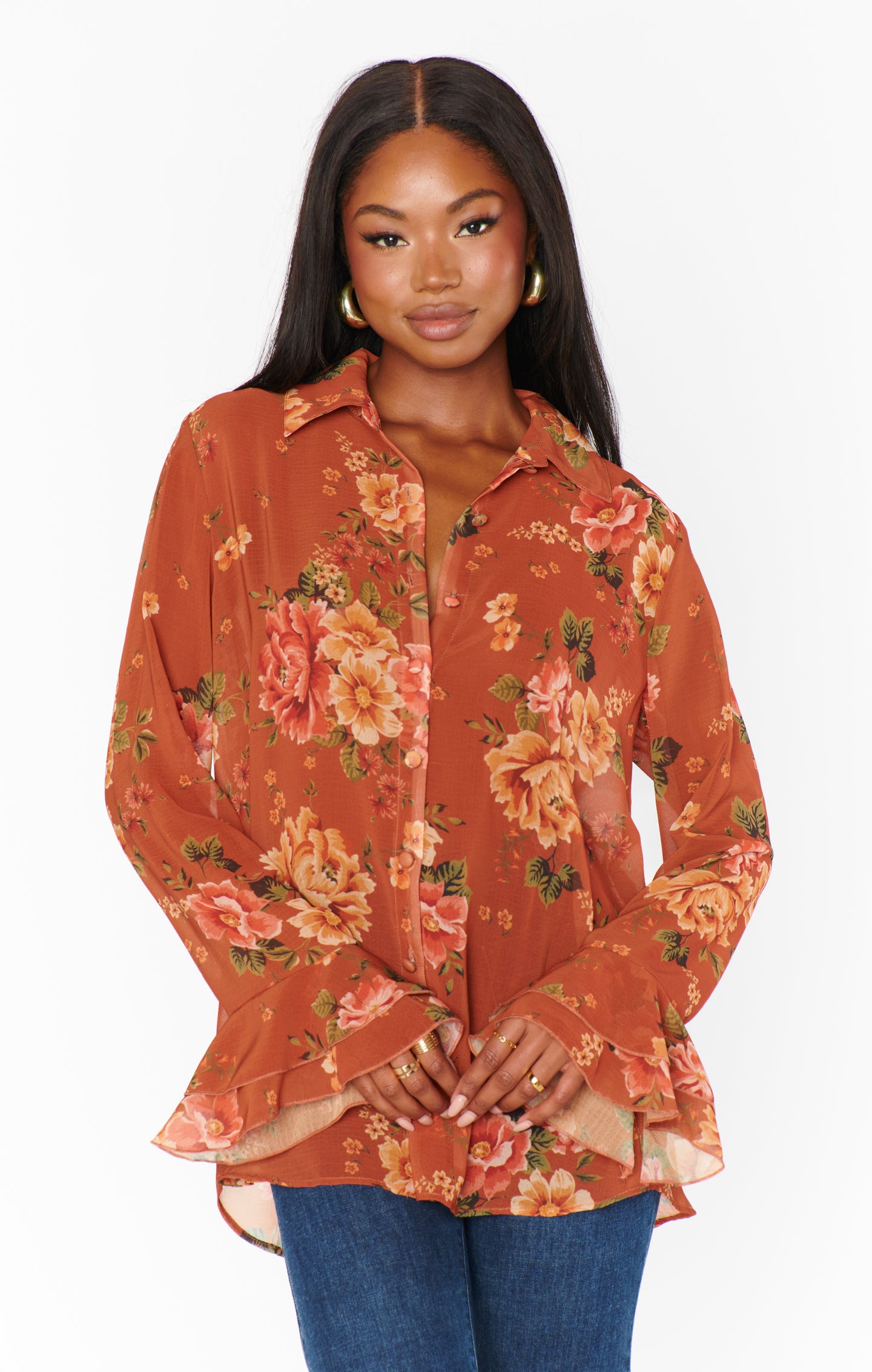 Floral Print Relaxed Fit Blouse - Carmela Top | Garden Harvest