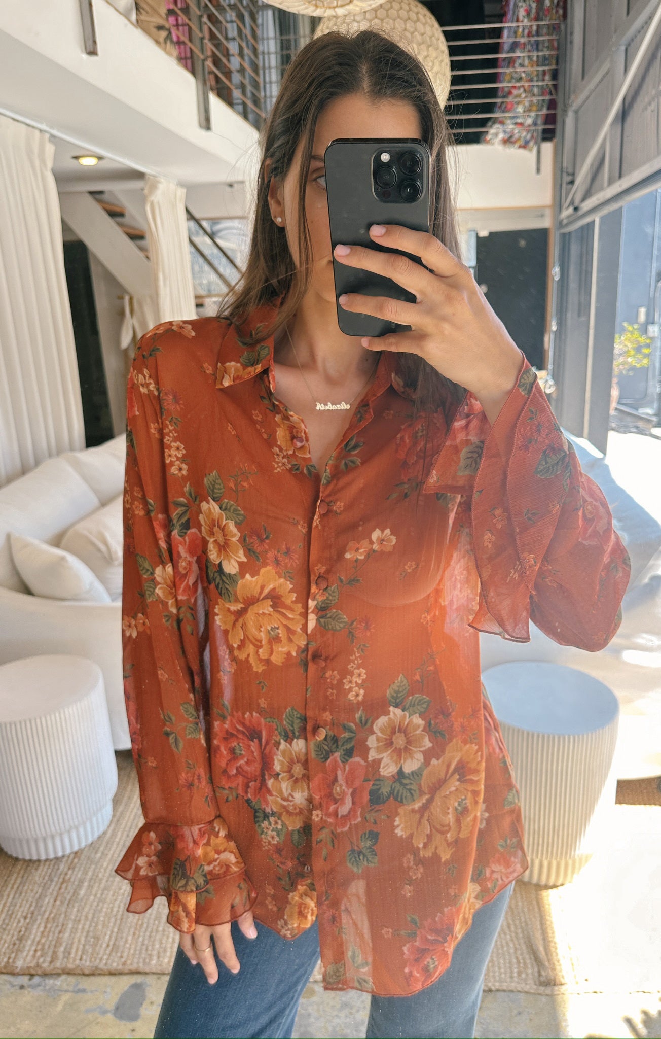 Floral Print Relaxed Fit Blouse - Carmela Top | Garden Harvest