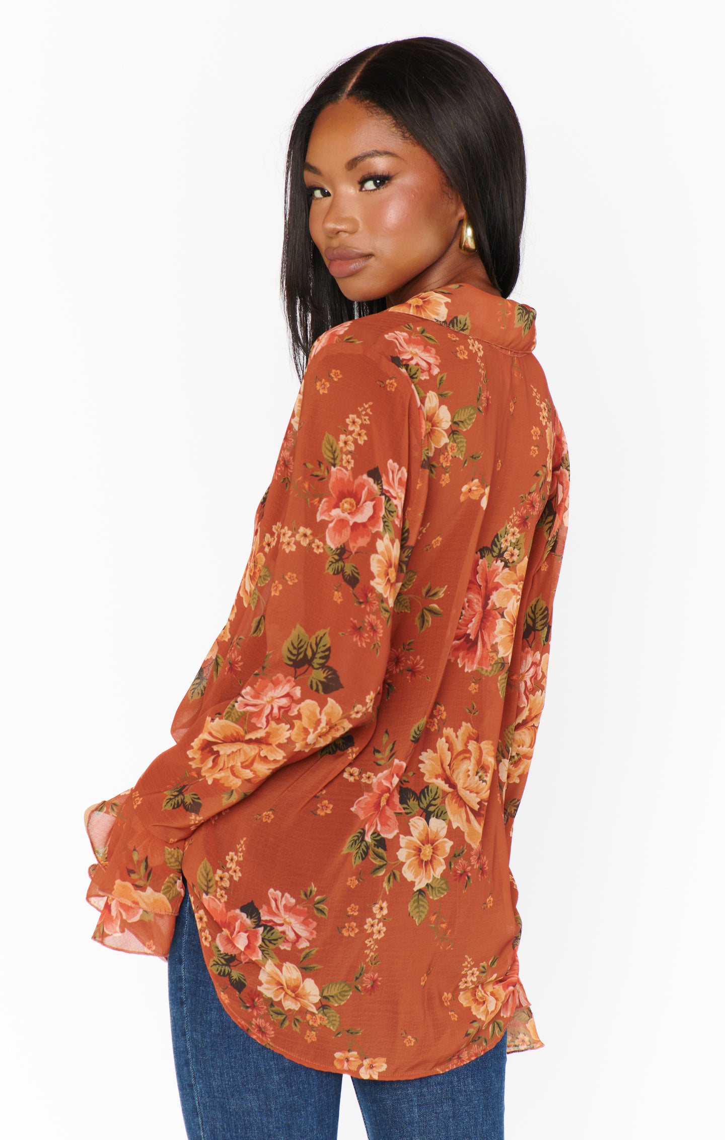 Floral Print Relaxed Fit Blouse - Carmela Top | Garden Harvest