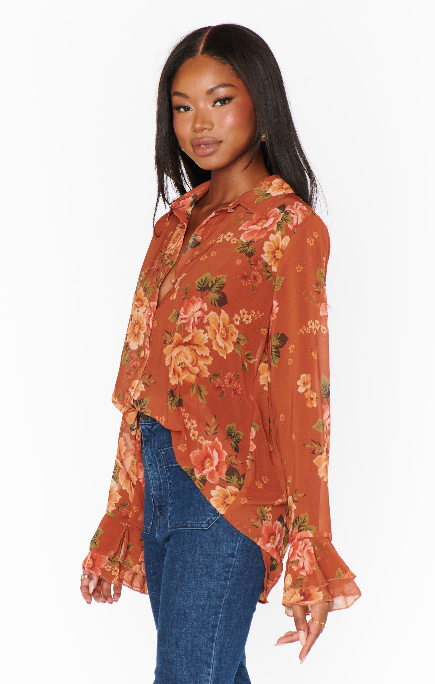 Floral Print Relaxed Fit Blouse - Carmela Top | Garden Harvest