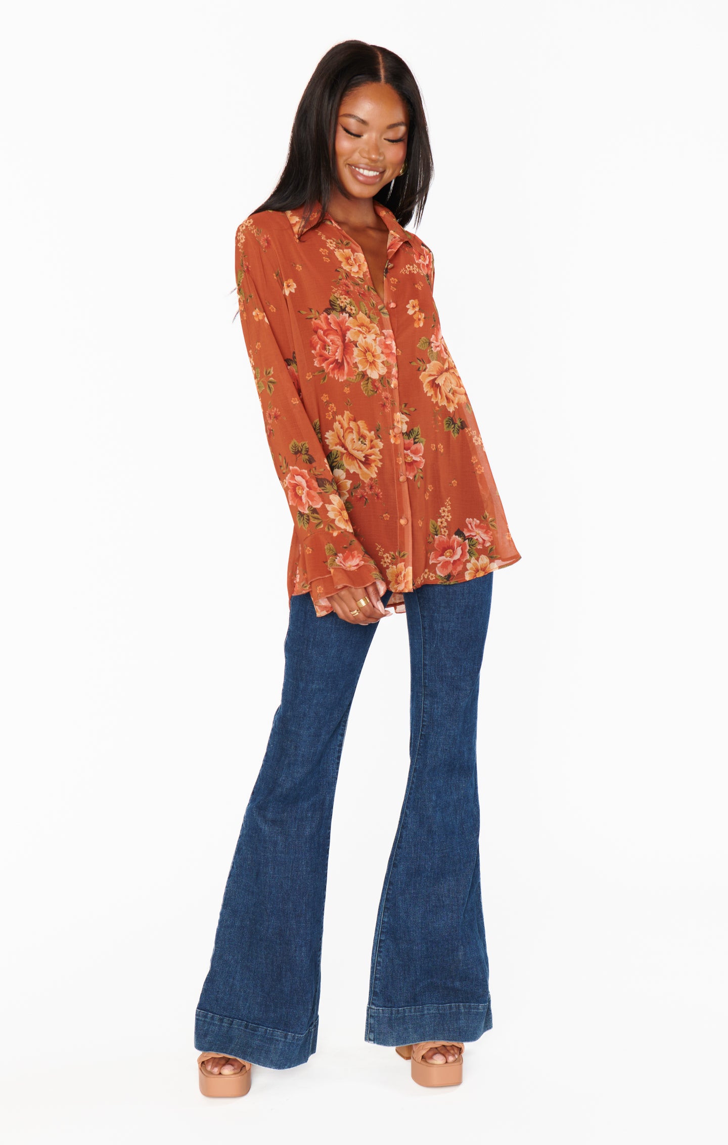 Floral Print Relaxed Fit Blouse - Carmela Top | Garden Harvest