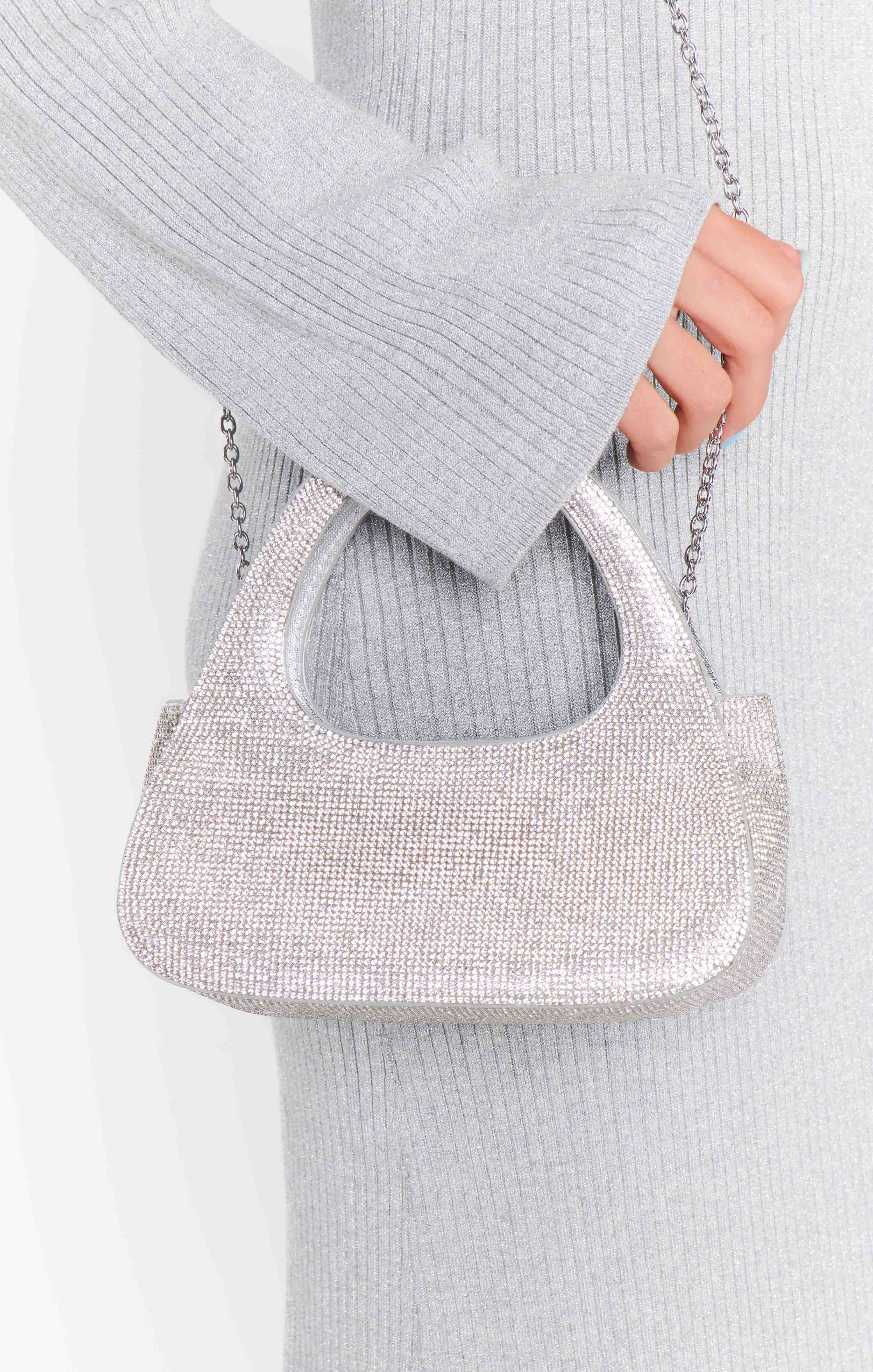Shimmering Silver Evening Clutch | Disco Bag