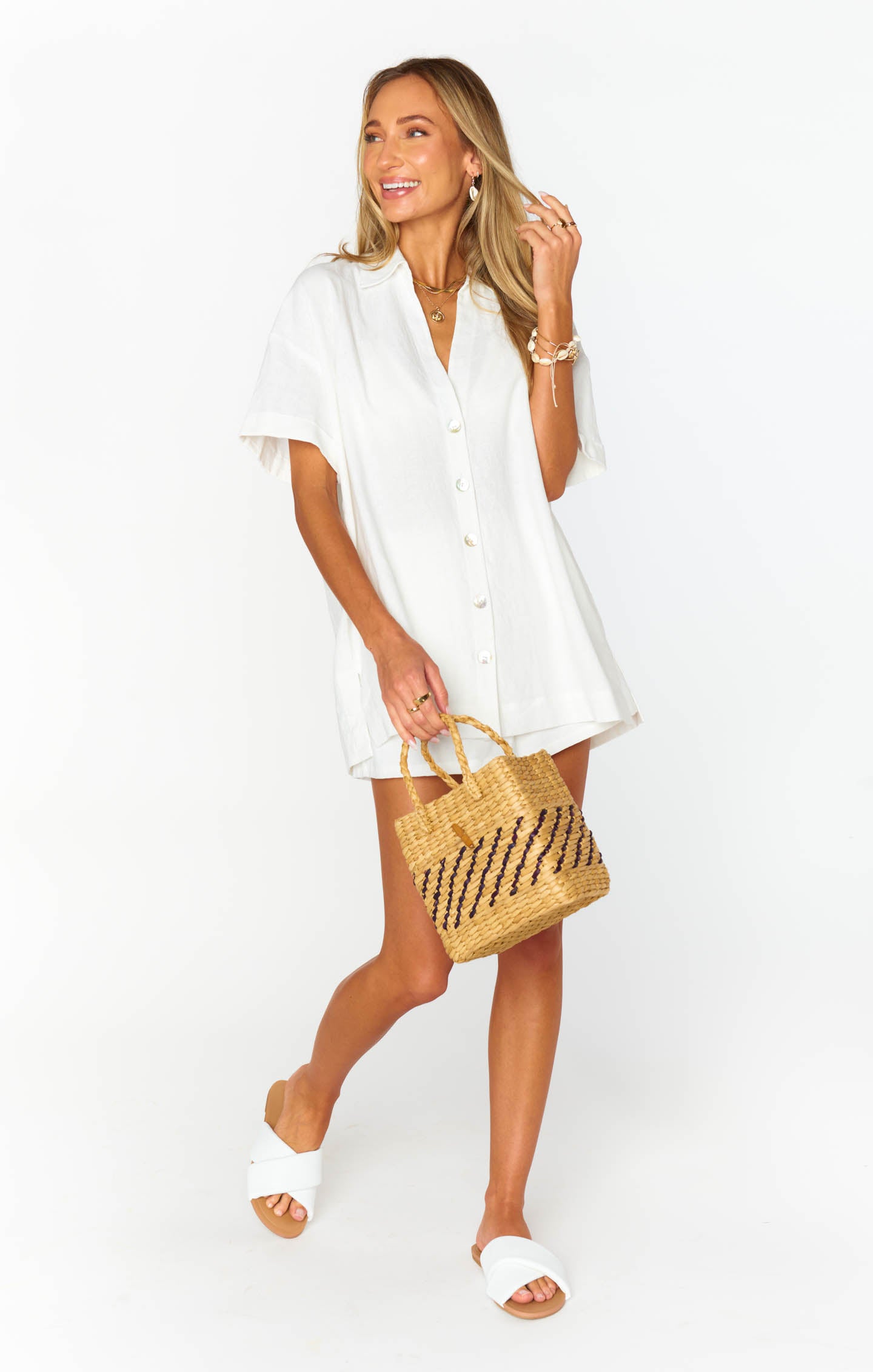 White Linen Button Down Shirt | Parker Oversized Fit